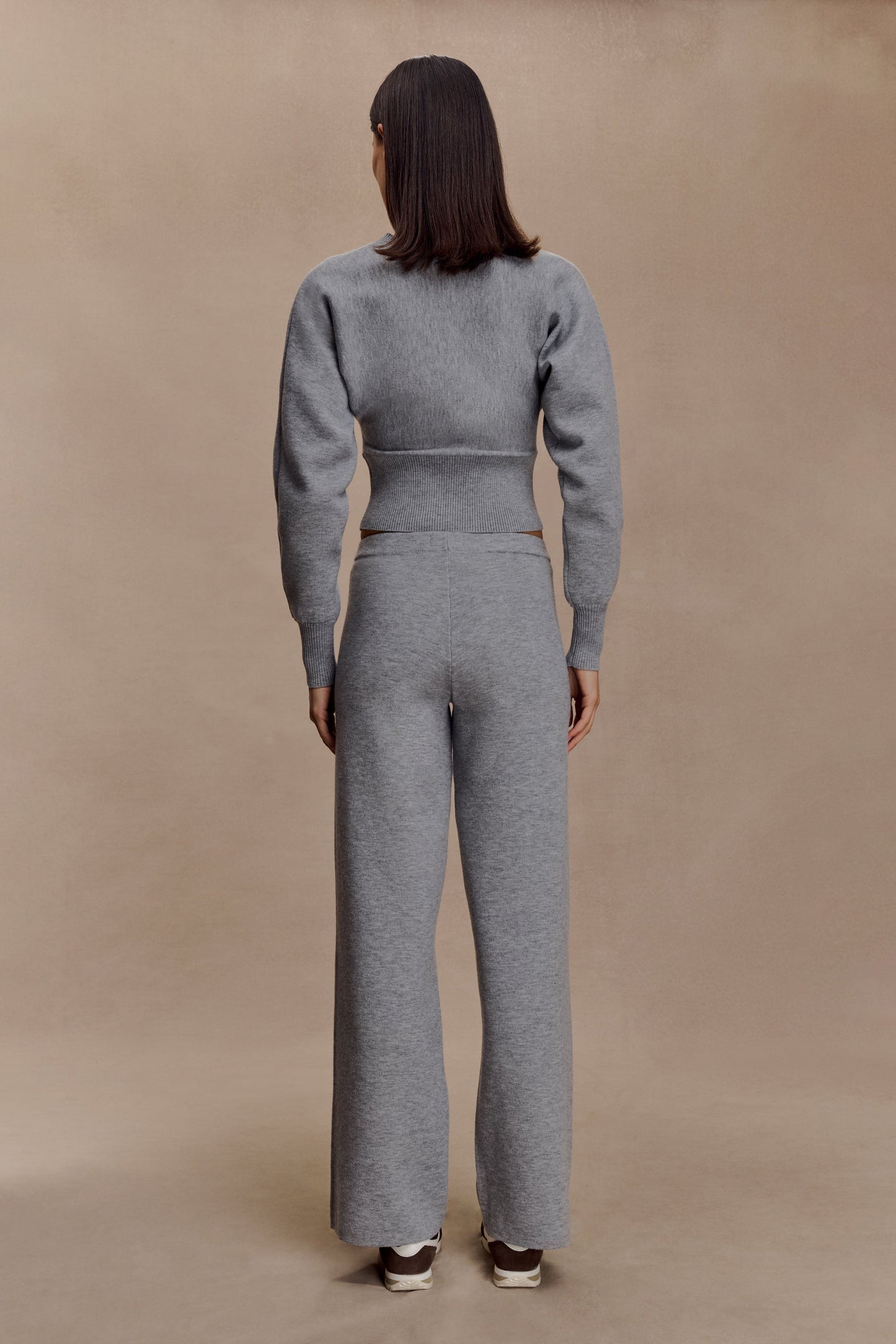 Pantalons en tricot à jambes droites Kerrymae - Gris chiné