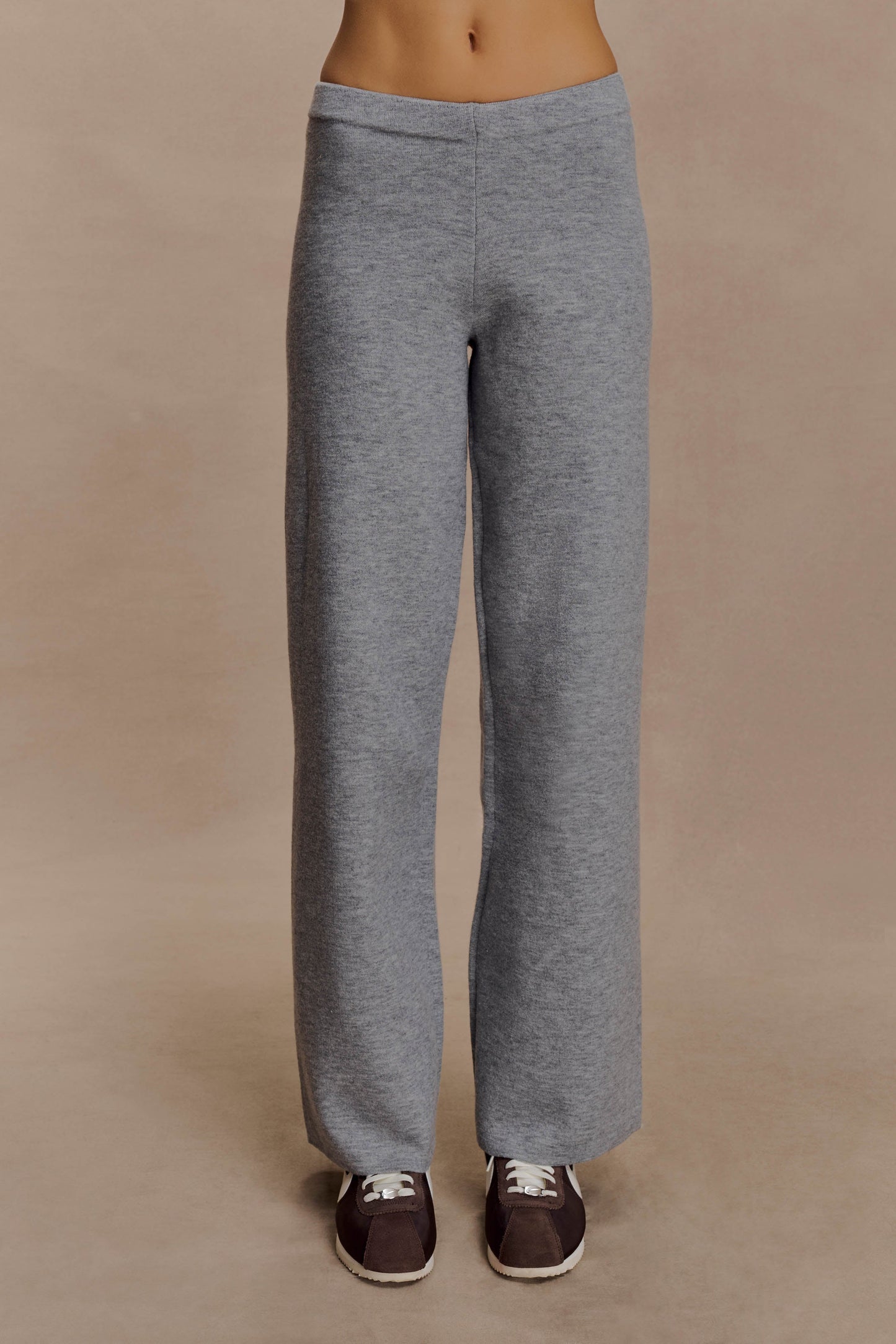 Pantalons en tricot à jambes droites Kerrymae - Gris chiné