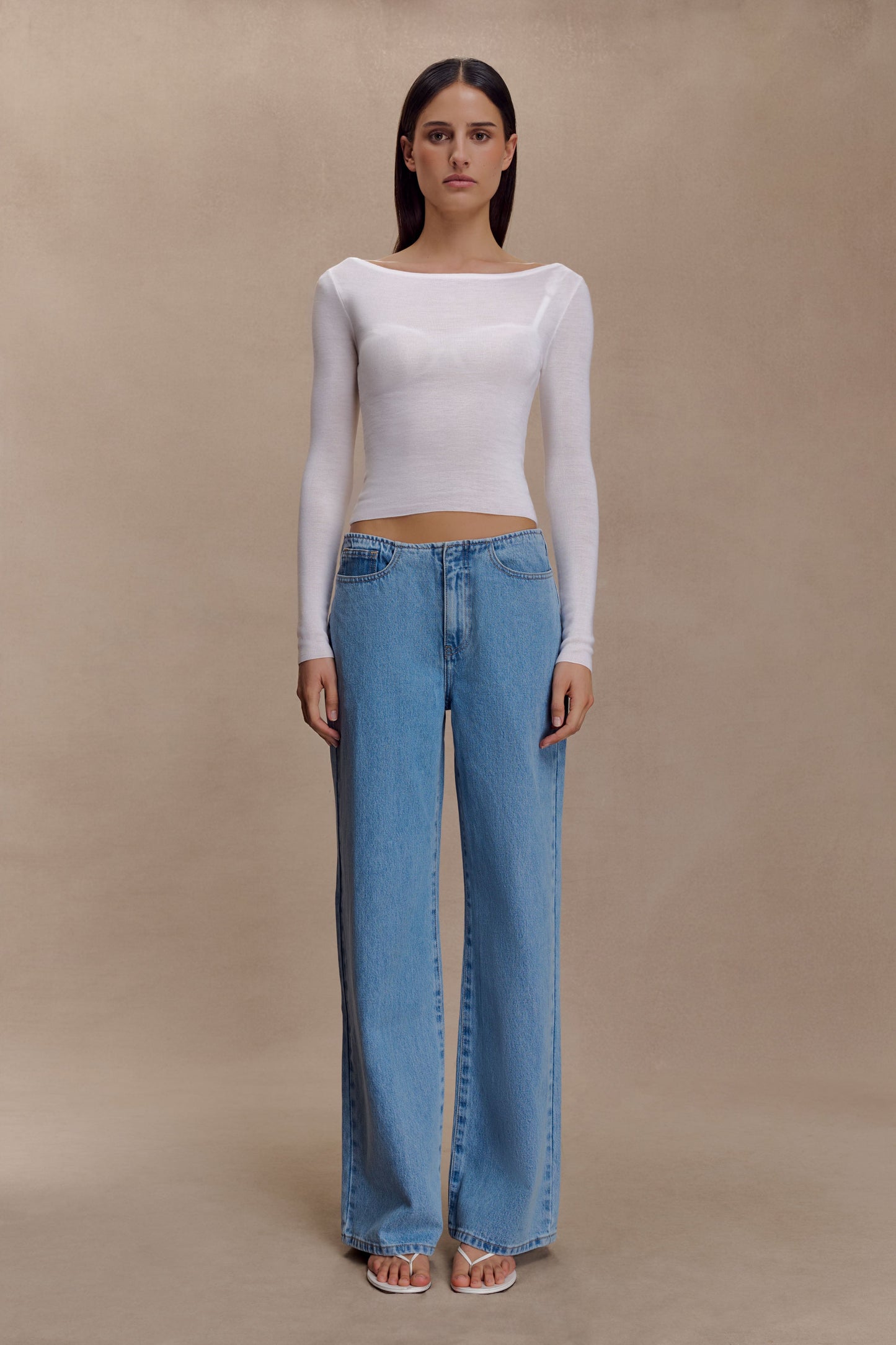 Paedyn Haut à manches longues en laine mérinos côtelée - Ivoire