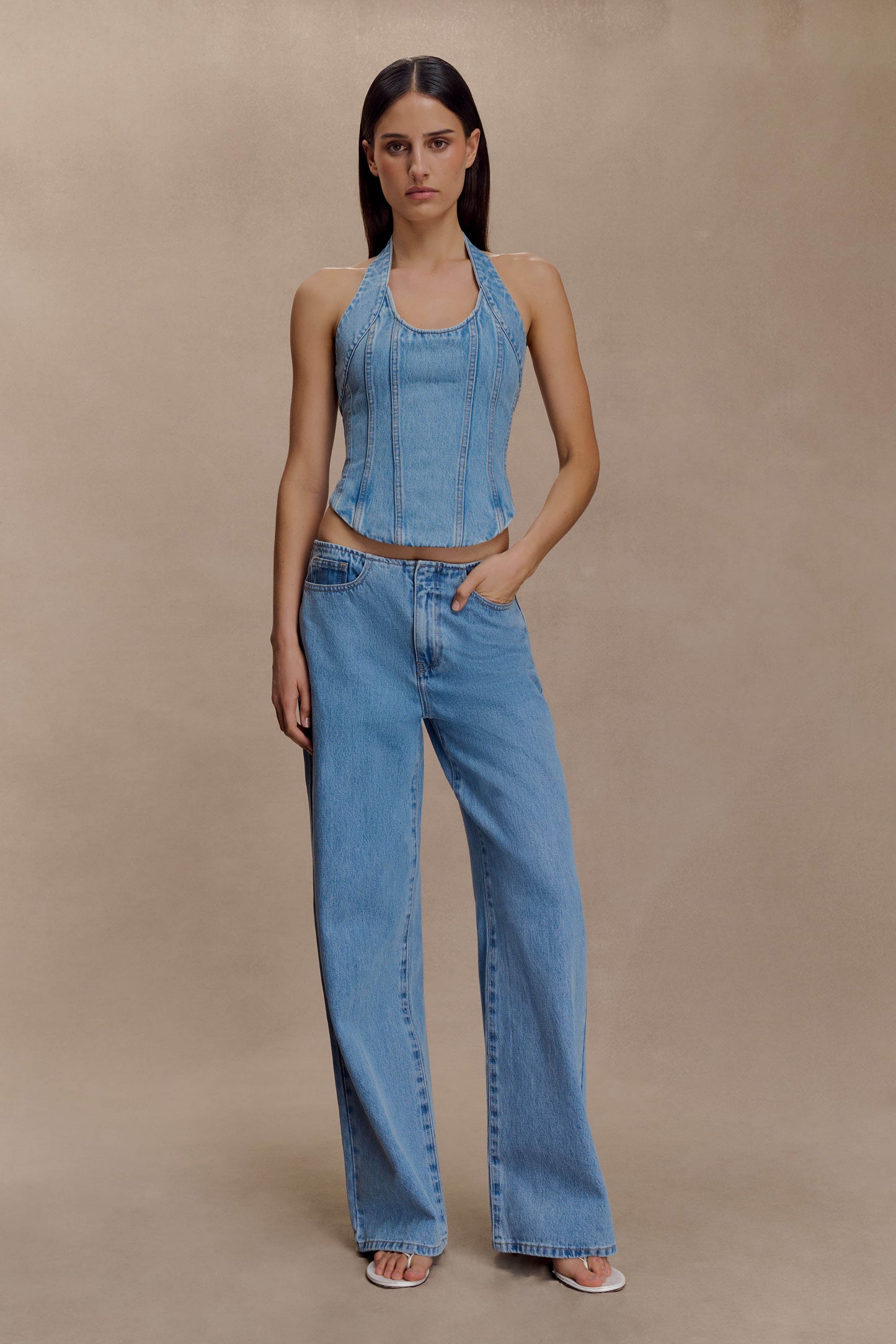 Jeans en jean taille mi-hauteur Caitlin - Bleu classique