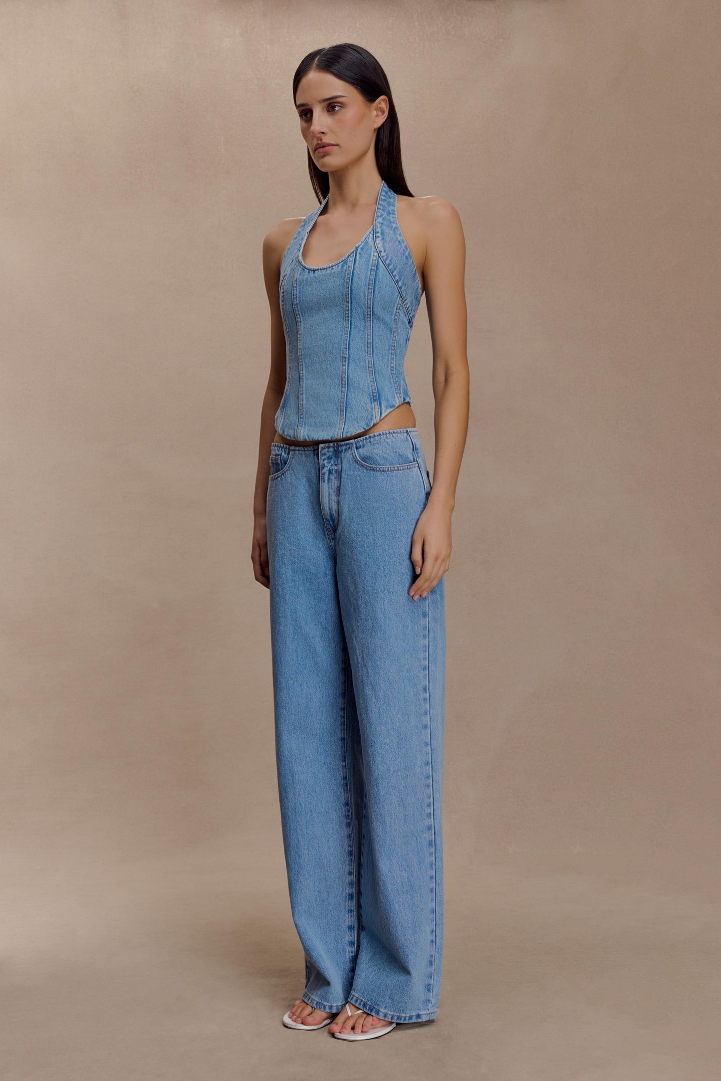 Jeans en jean taille mi-hauteur Caitlin - Bleu classique