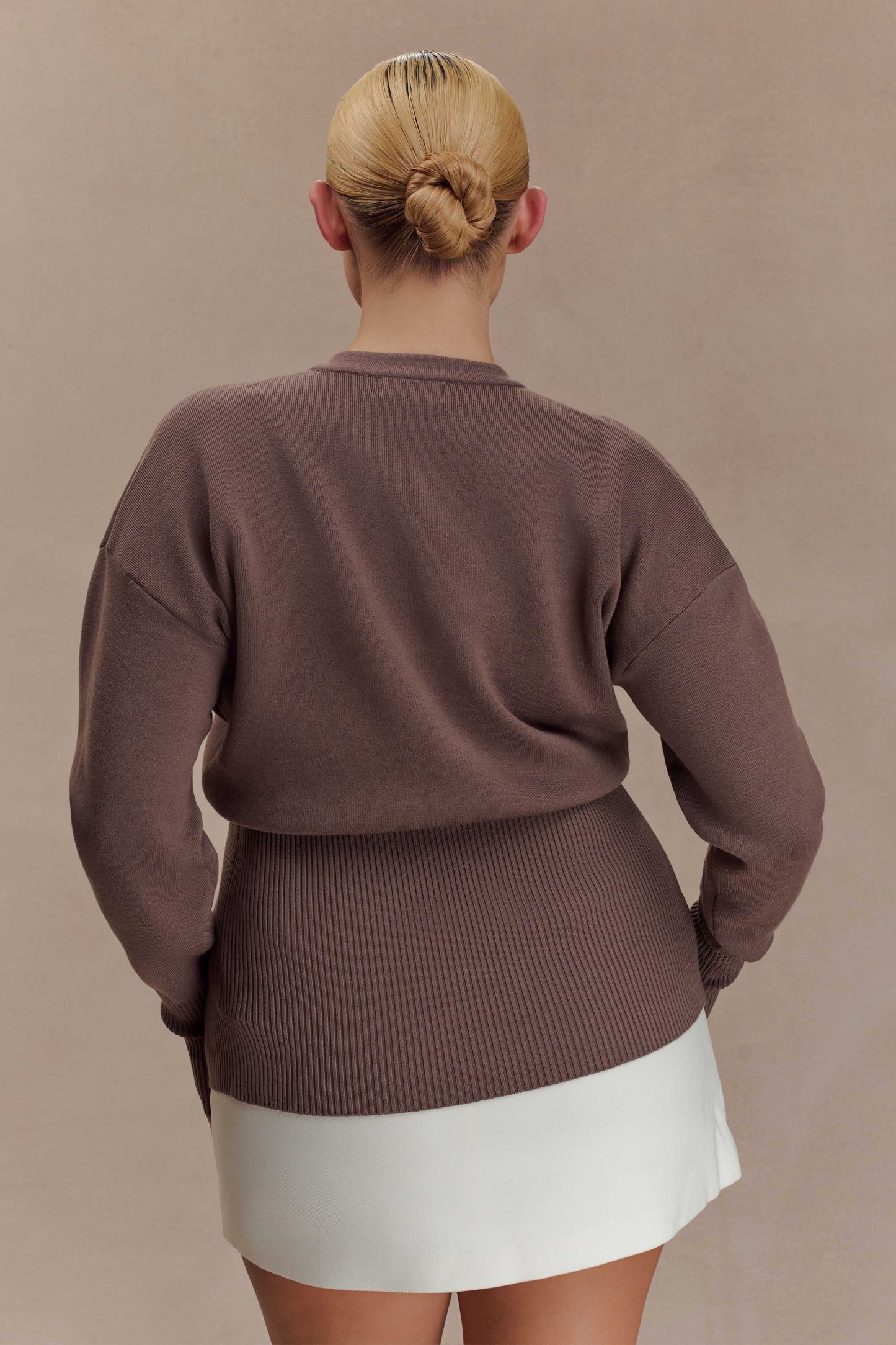 Cardigan en tricot boutonné Amanda - Brun cacao