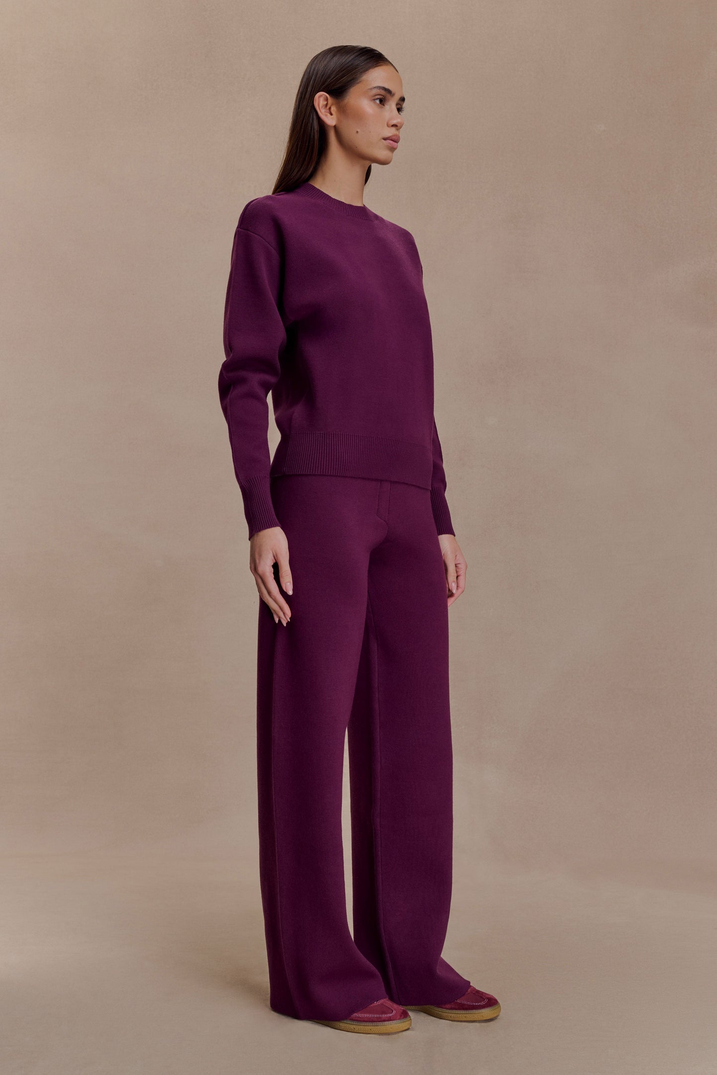 Pantalon en Tricot Lauren - Prune