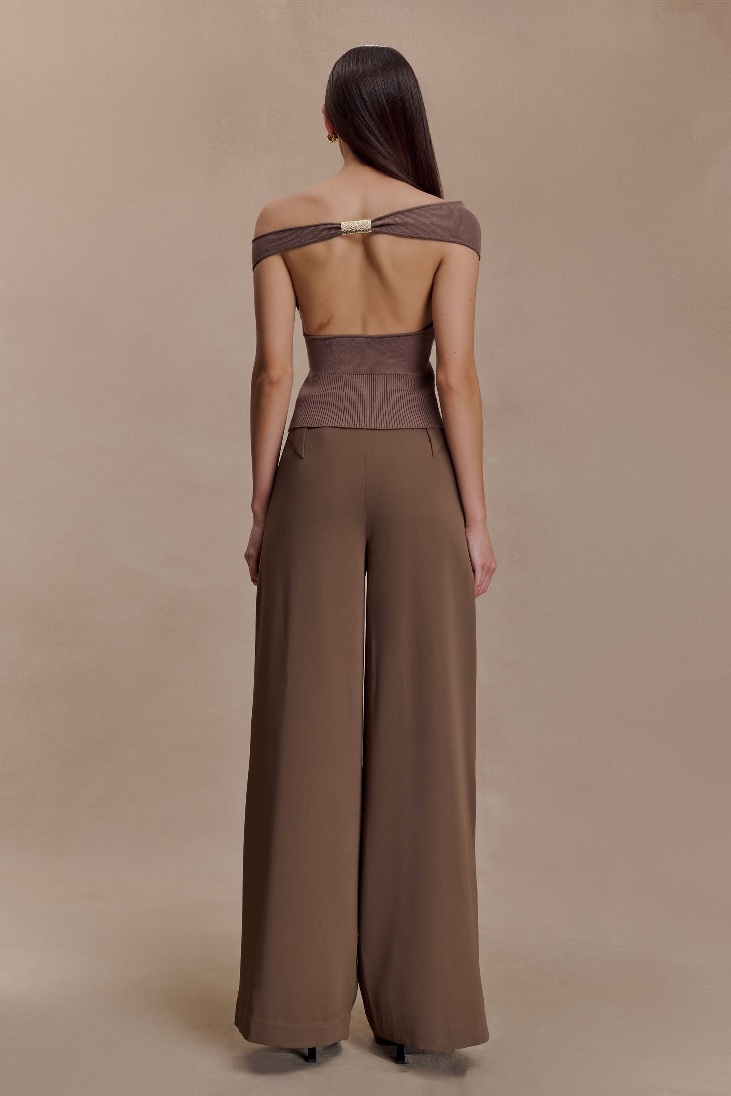 Carley Haut en Tricot Décolleté - Brun Cacao