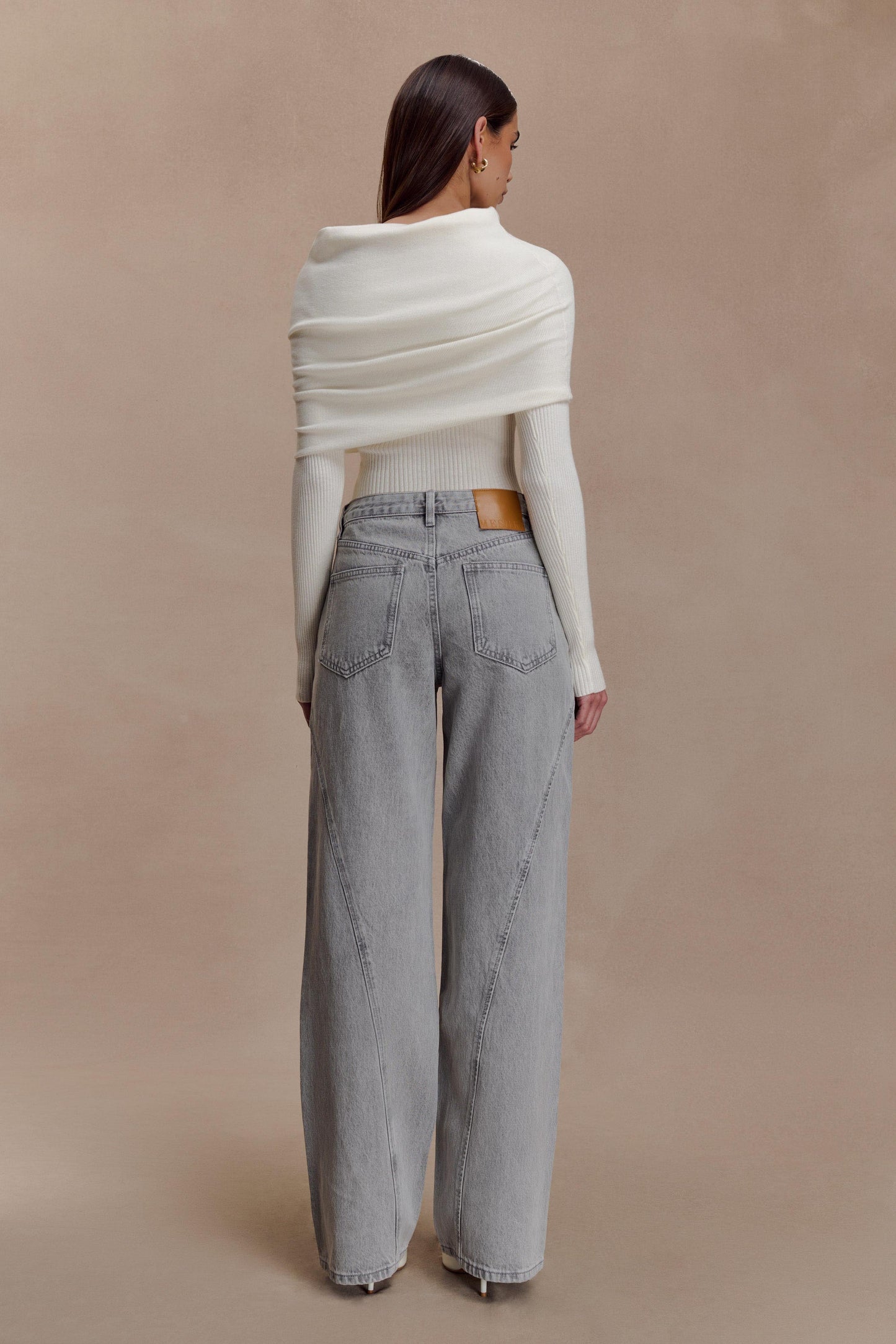 Jeans en jean à panneaux et taille mi-haute Georgette - Gris