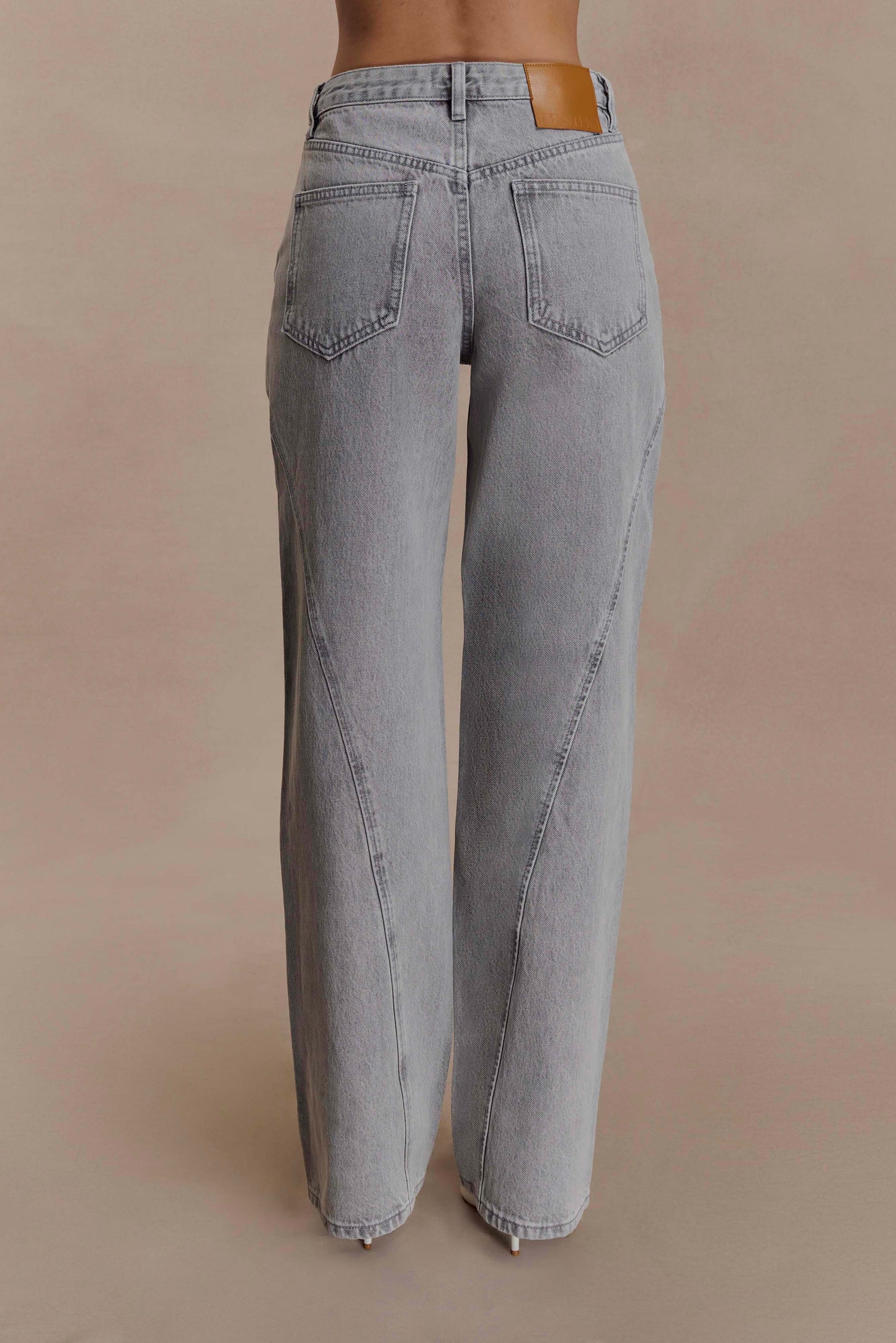Jeans en jean à panneaux et taille mi-haute Georgette - Gris