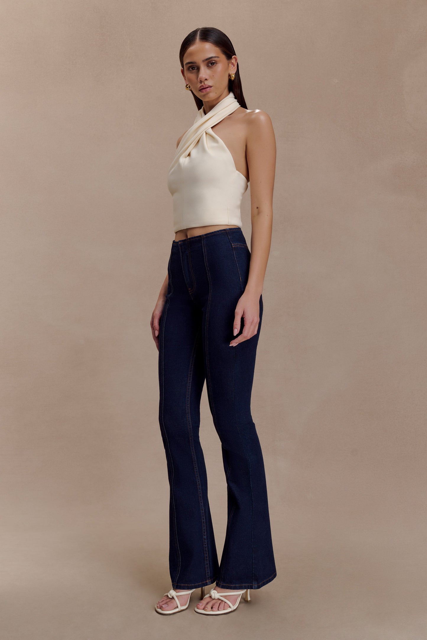 Jeans évasés à panneaux Clio - Bleu indigo
