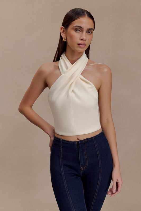 Marion, haut croisé - couleur crème.