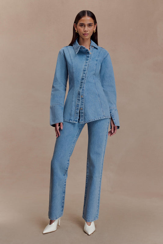 Jean droit taille haute Janine - Bleu classique