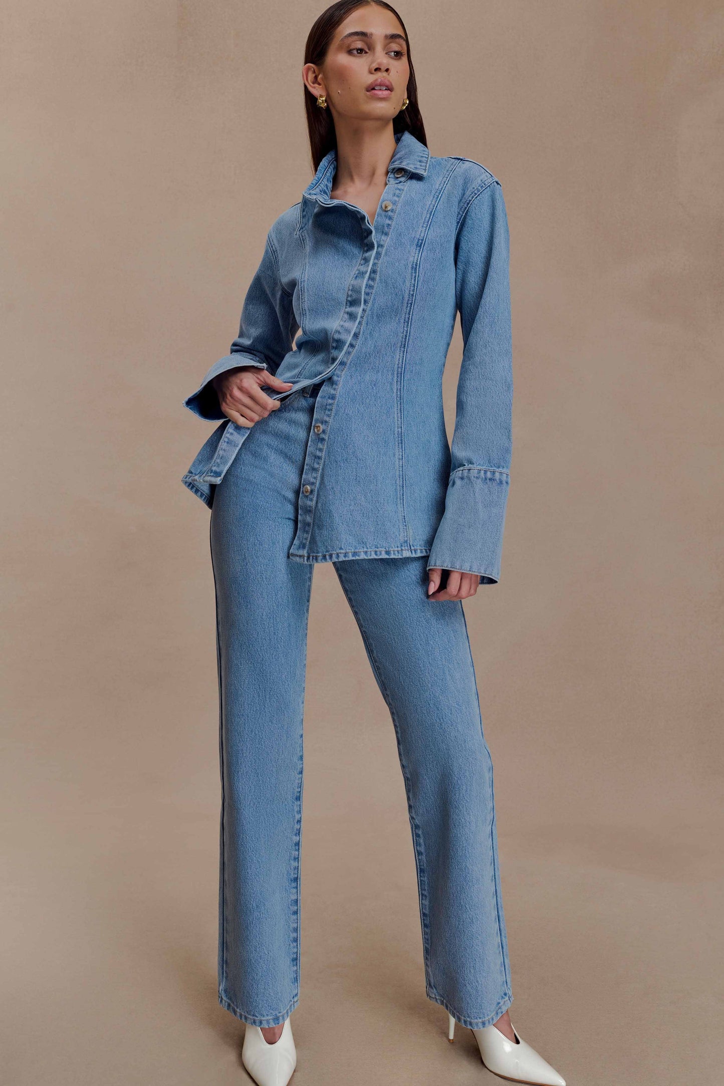 Jean droit taille haute Janine - Bleu classique