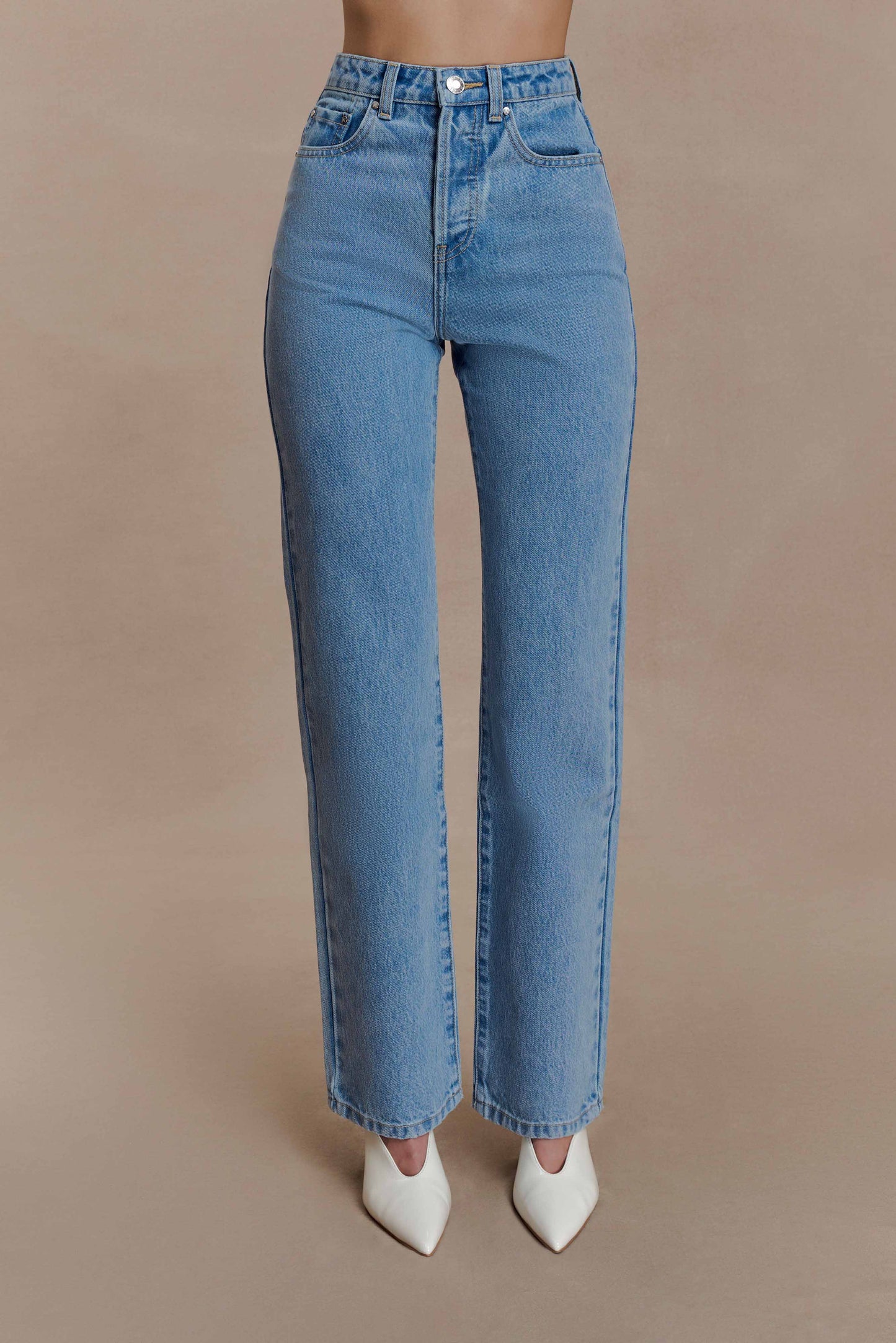 Jean droit taille haute Janine - Bleu classique