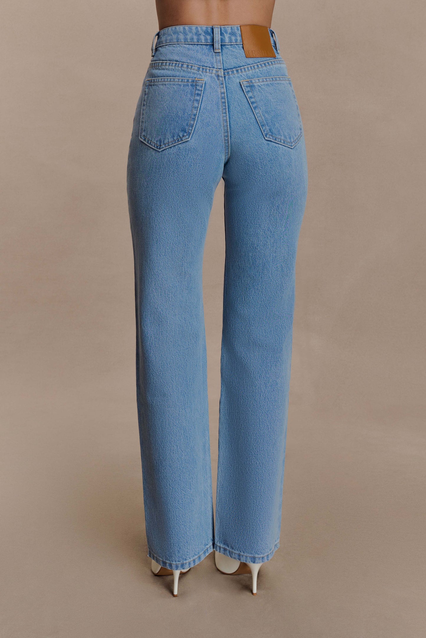 Jean droit taille haute Janine - Bleu classique