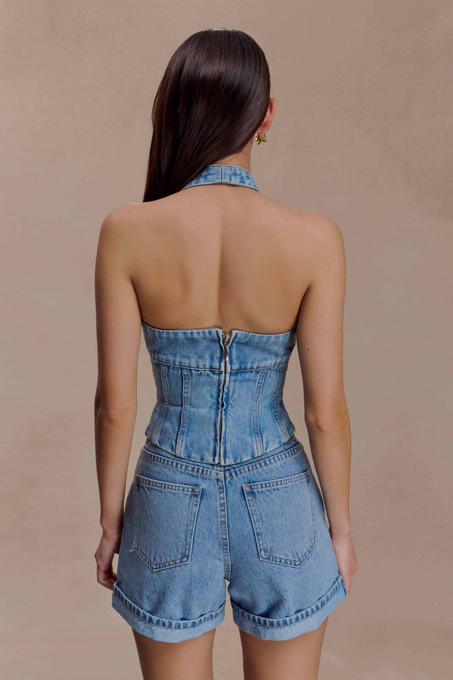 Shorts en jean à revers Carlene - Bleu classique