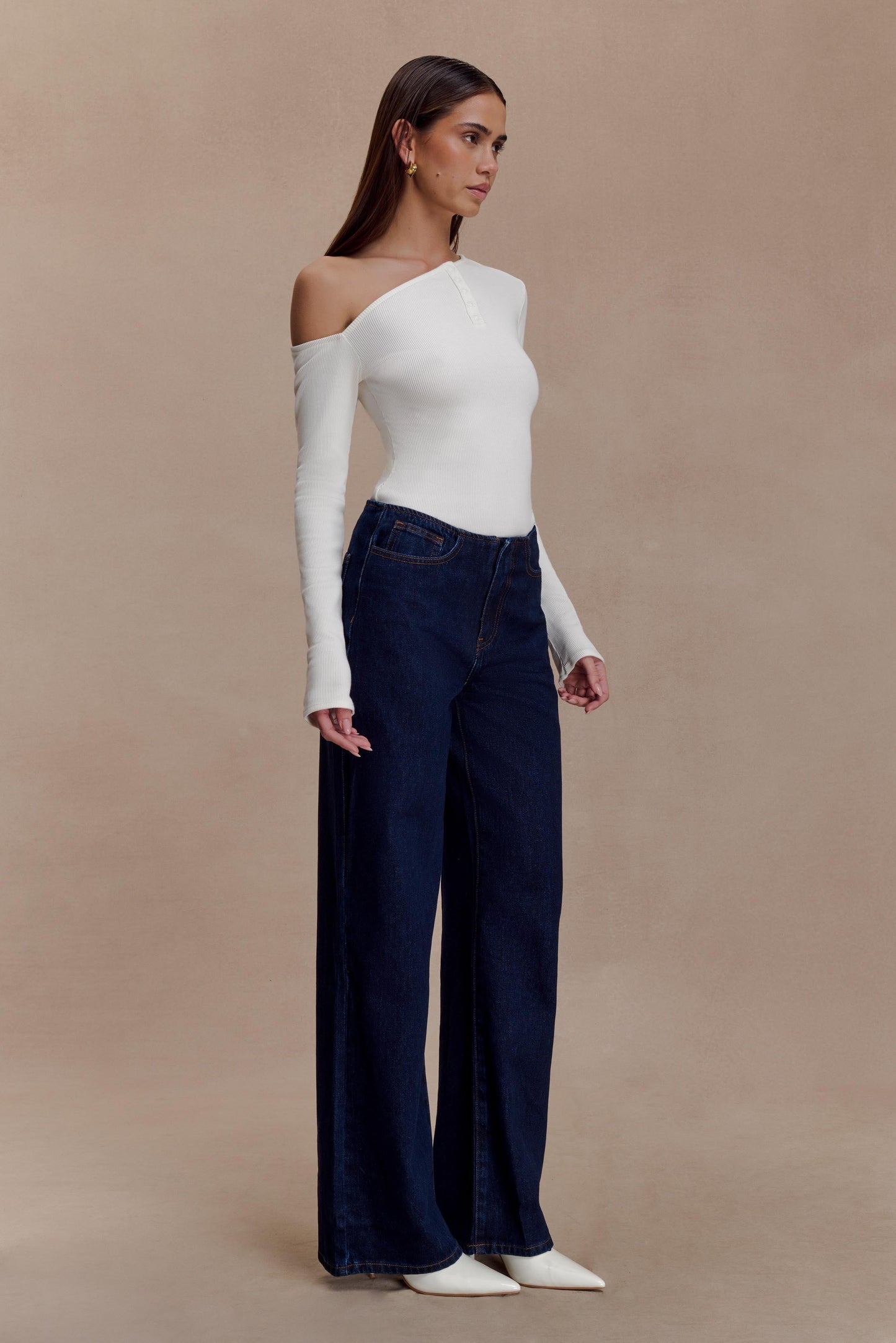 Maelle Haut à manches longues décolleté épaules dénudées - Ivoire