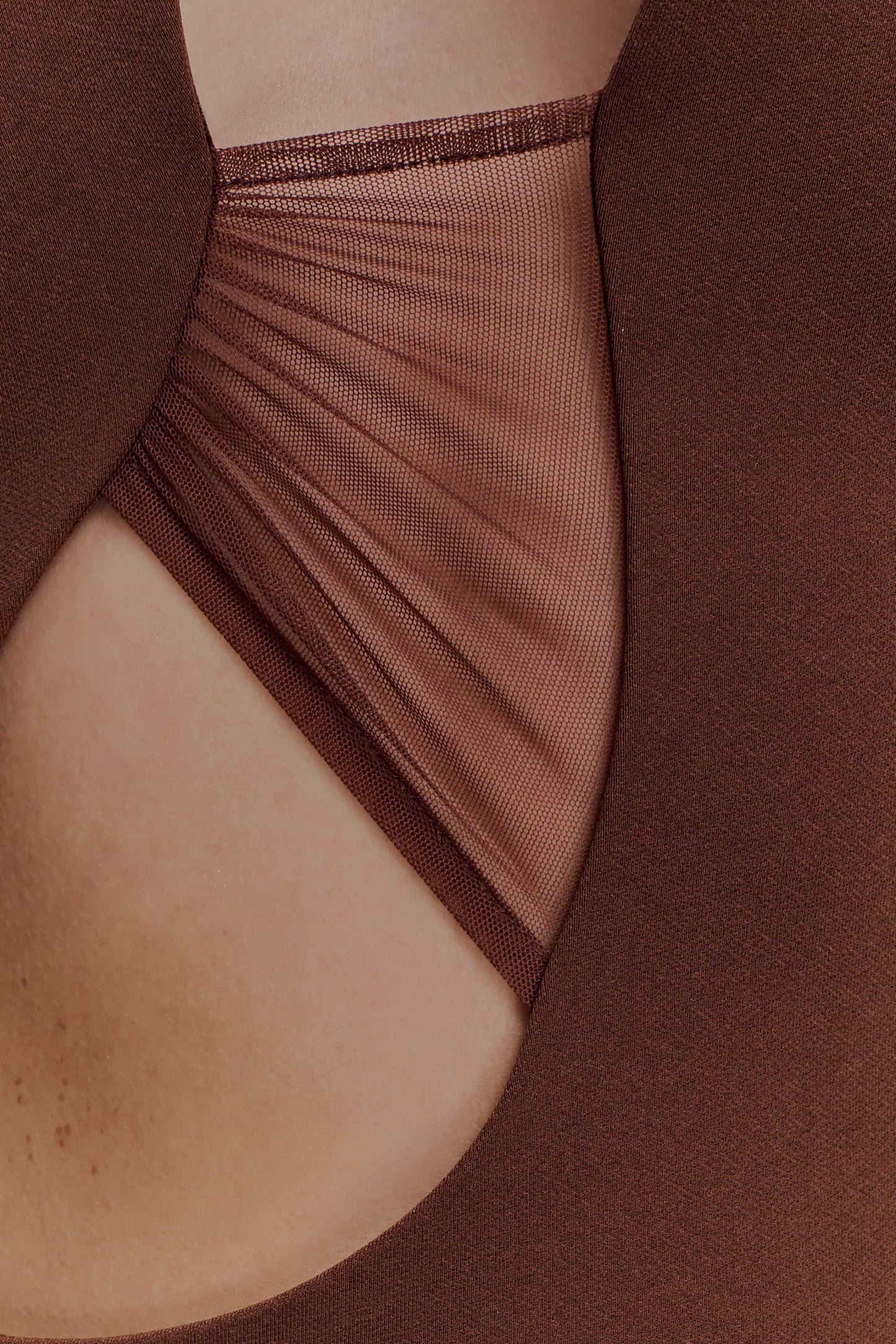 Robe Maxi en Crêpe et Maille Aubree - Chocolat/Moka