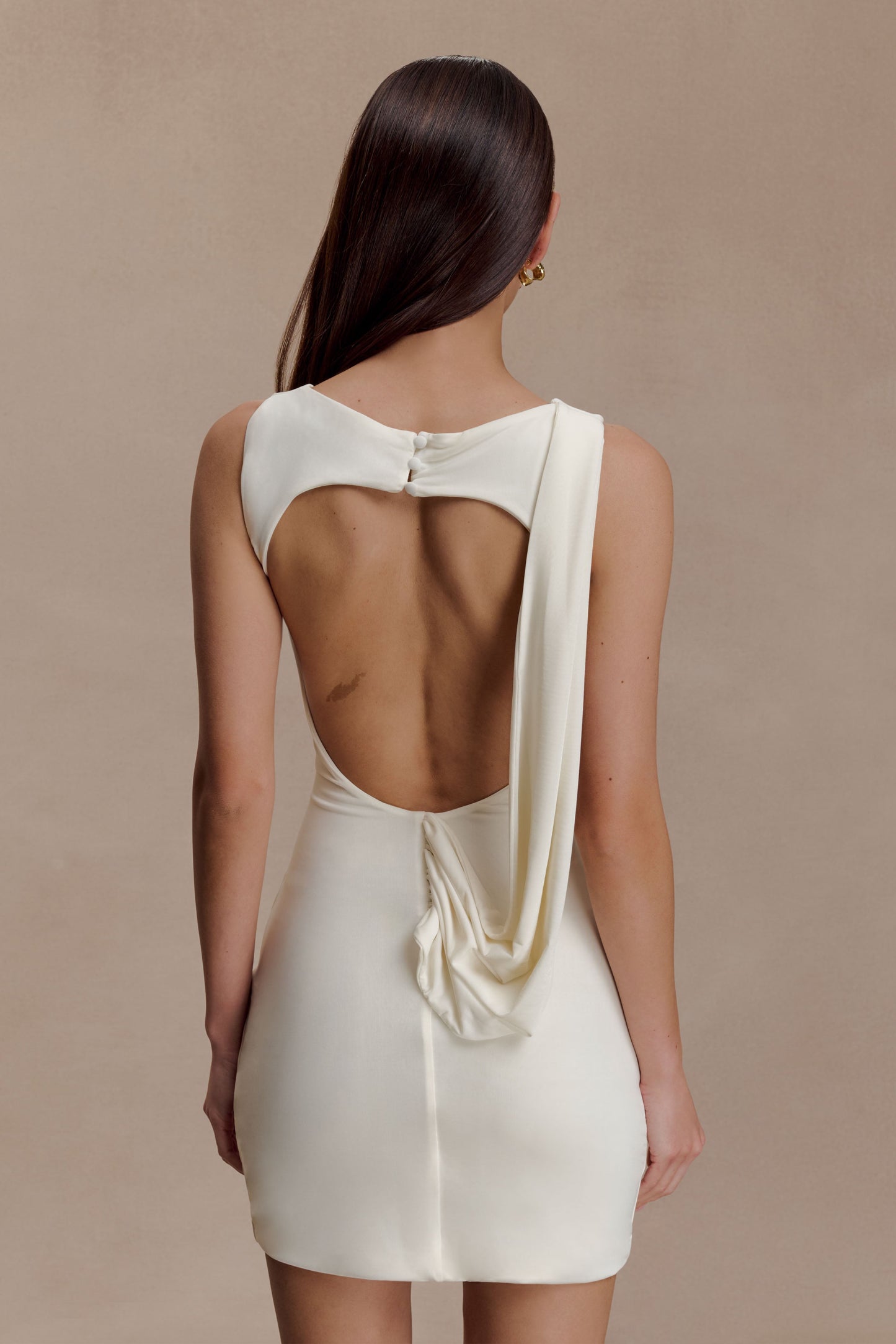 Robe mini Henley à drapé fluide - Ivoire