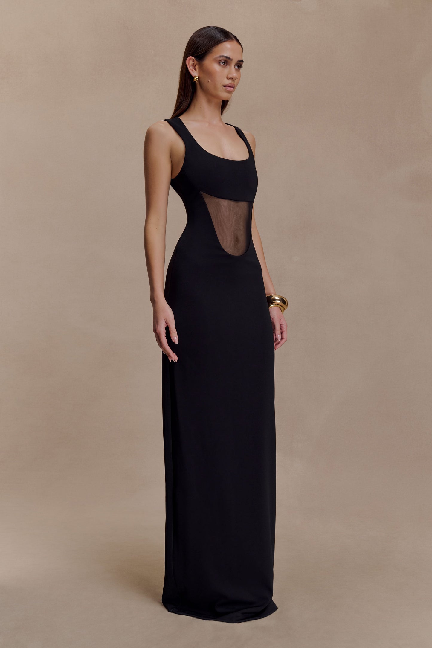 Robe Maxi en Crêpe et Maille Marlon - Noir