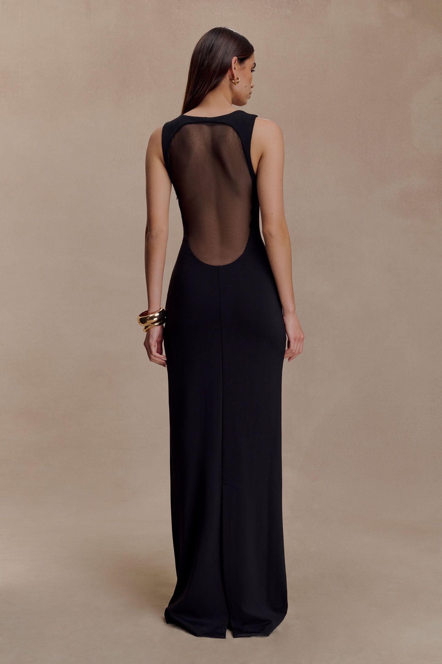 Robe Maxi en Crêpe et Maille Marlon - Noir