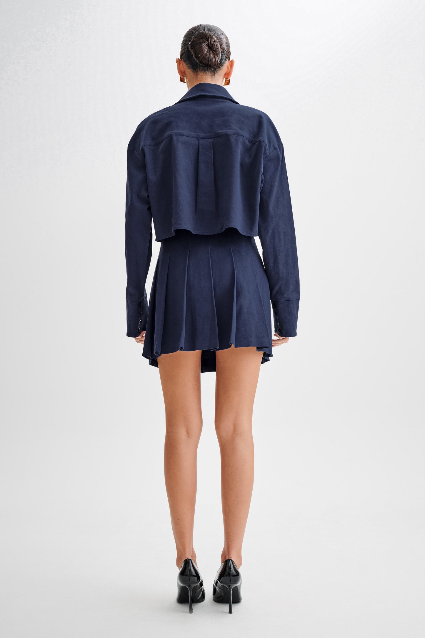 Jupe mini plissée en coton Julianna - Bleu marine