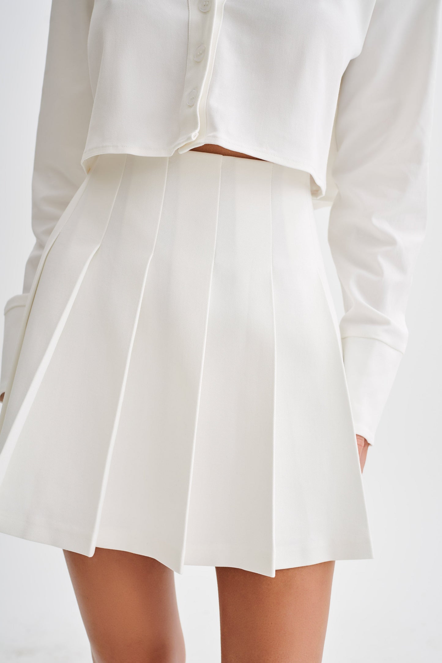 Jupe mini plissée en coton Julianna - Blanc