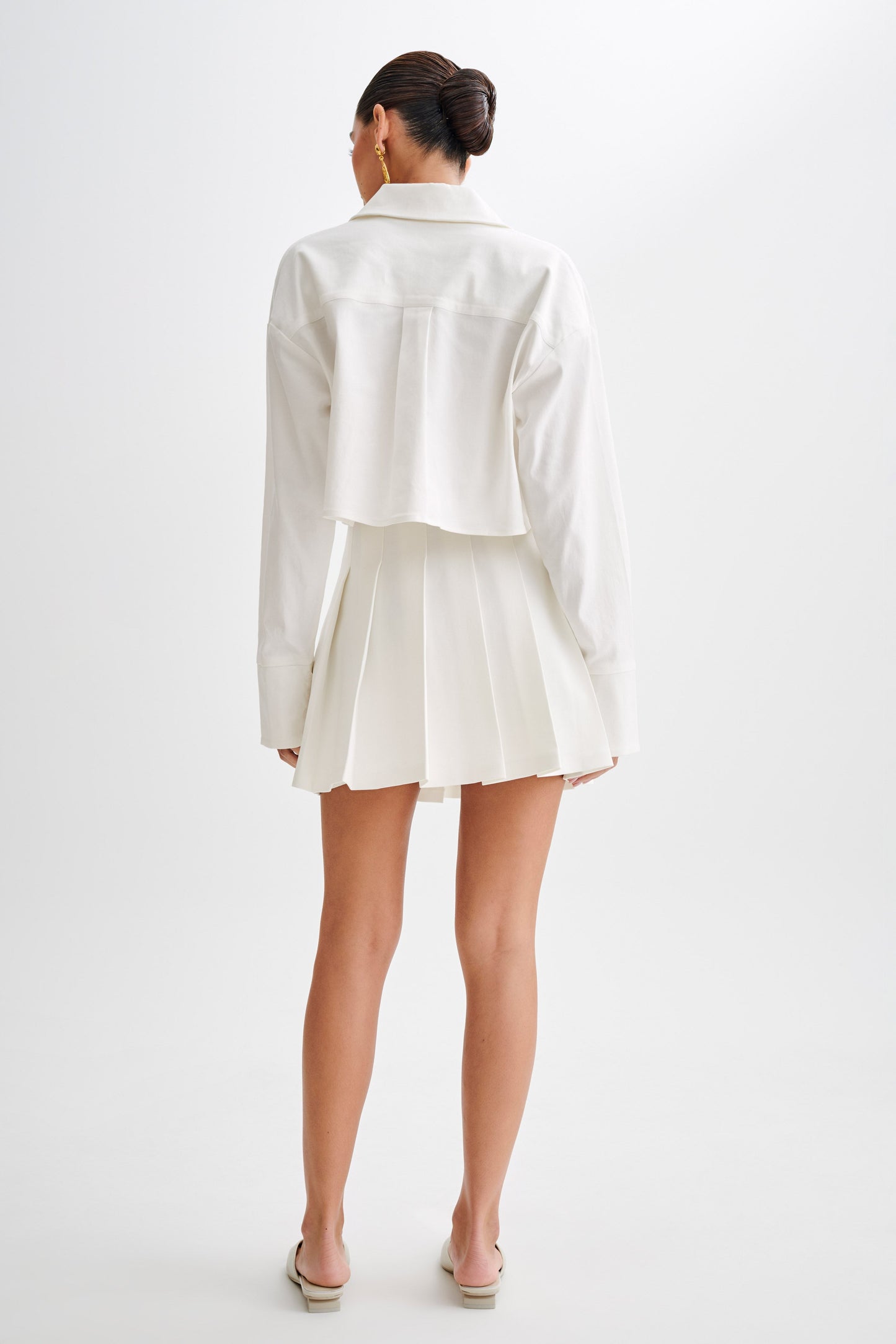 Jupe mini plissée en coton Julianna - Blanc