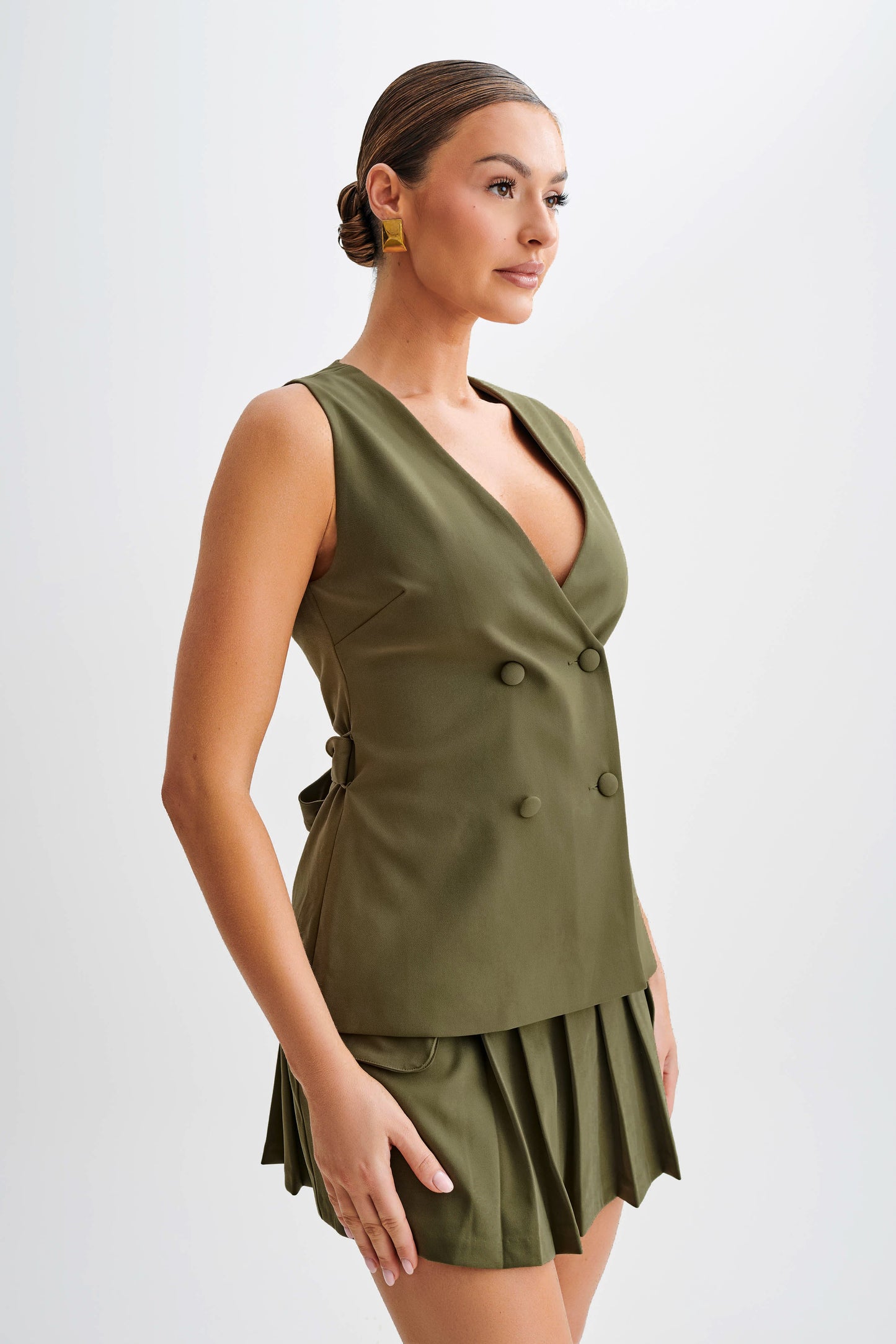 Gilet long Amelie - Olive militaire