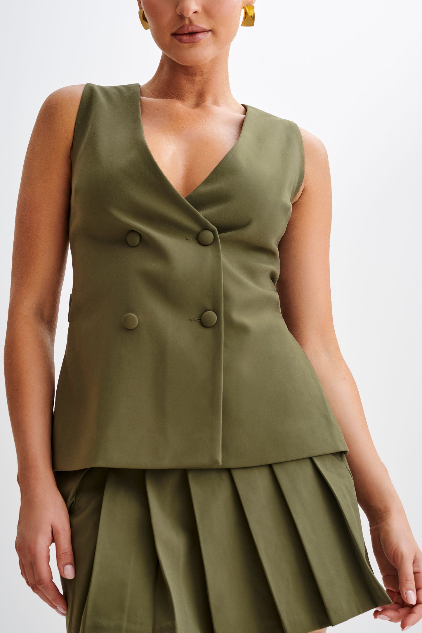 Gilet long Amelie - Olive militaire