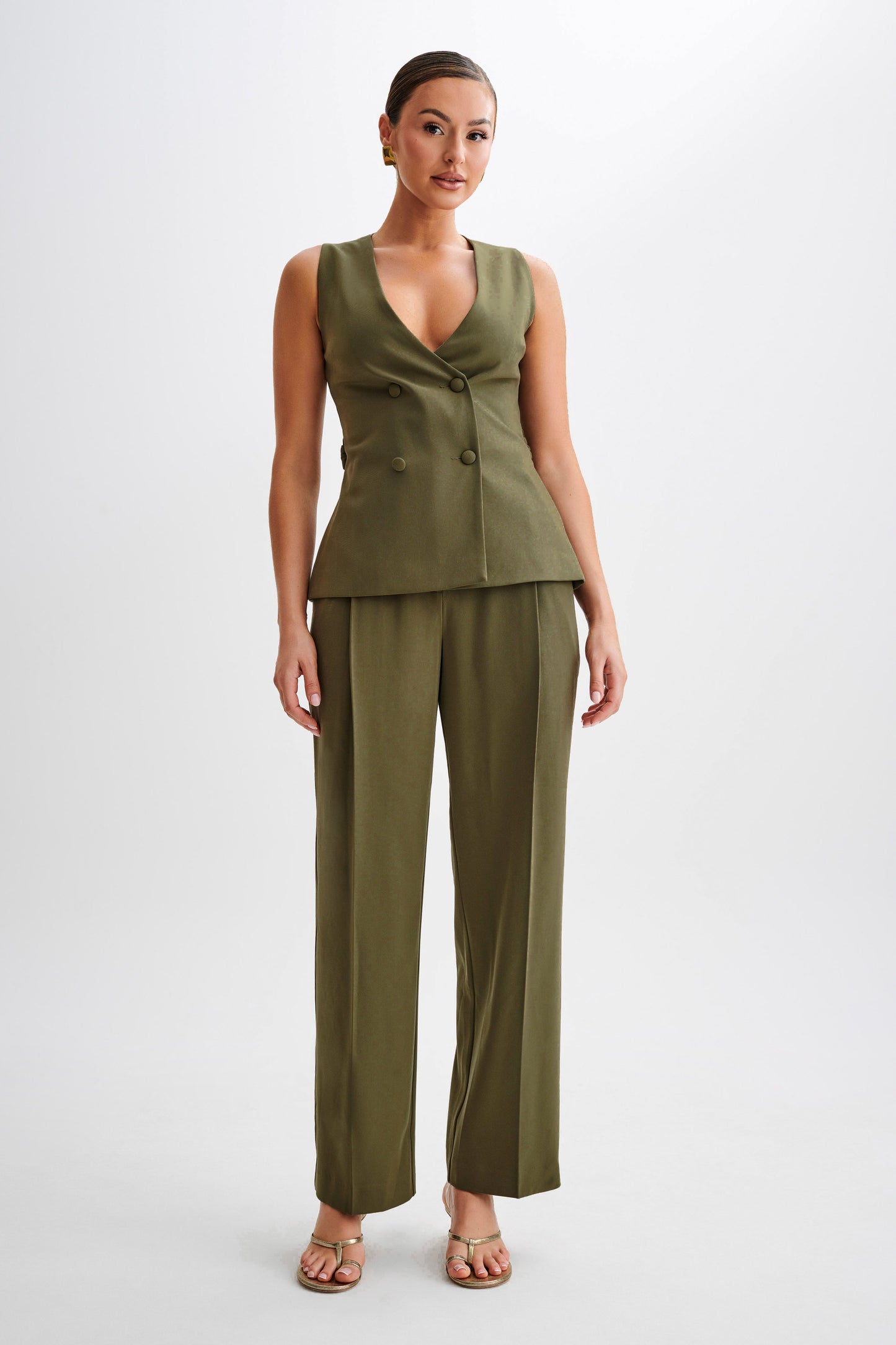 Gilet long Amelie - Olive militaire