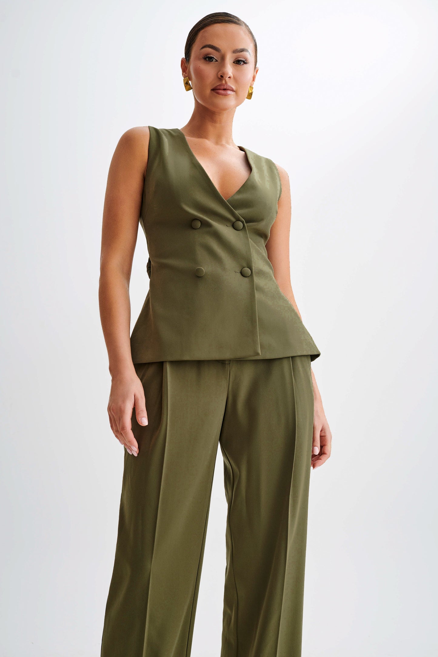 Gilet long Amelie - Olive militaire