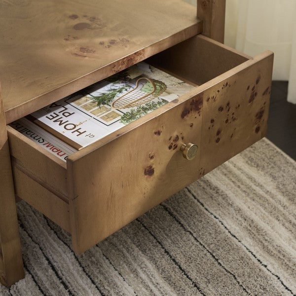Table d'appoint en bois naturel Willshine avec tiroir