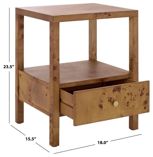 Table d'appoint en bois naturel Willshine avec tiroir