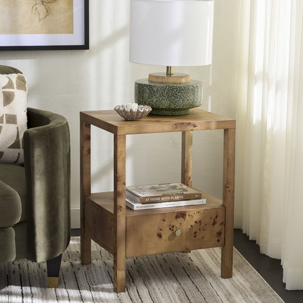 Table d'appoint en bois naturel Willshine avec tiroir