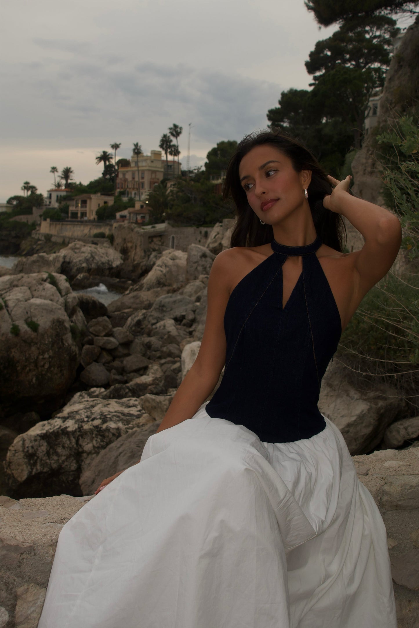 Robe midi en coton denim Ashwin - Bleu indigo