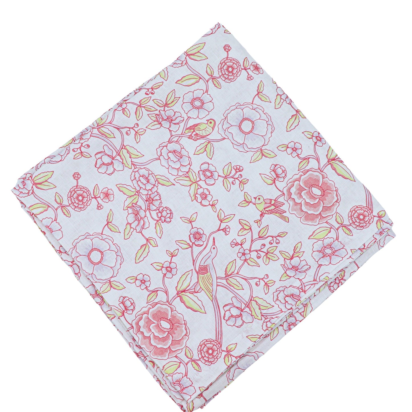 Nappe en lin Alma Hortus blanche à motifs mauves et verts
