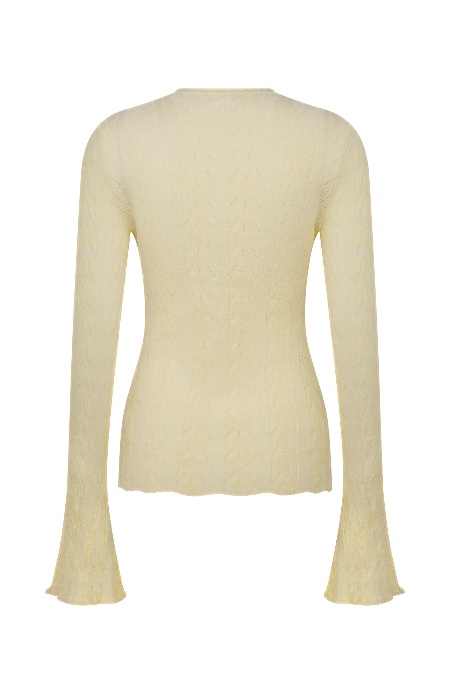 Cardigan à manches cloche Amy Pointelle - Citron