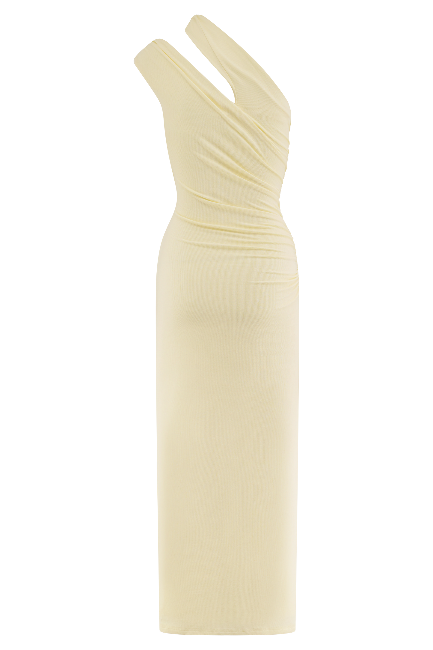 Robe midi en modal à une épaule Anastasia - Jaune pâle