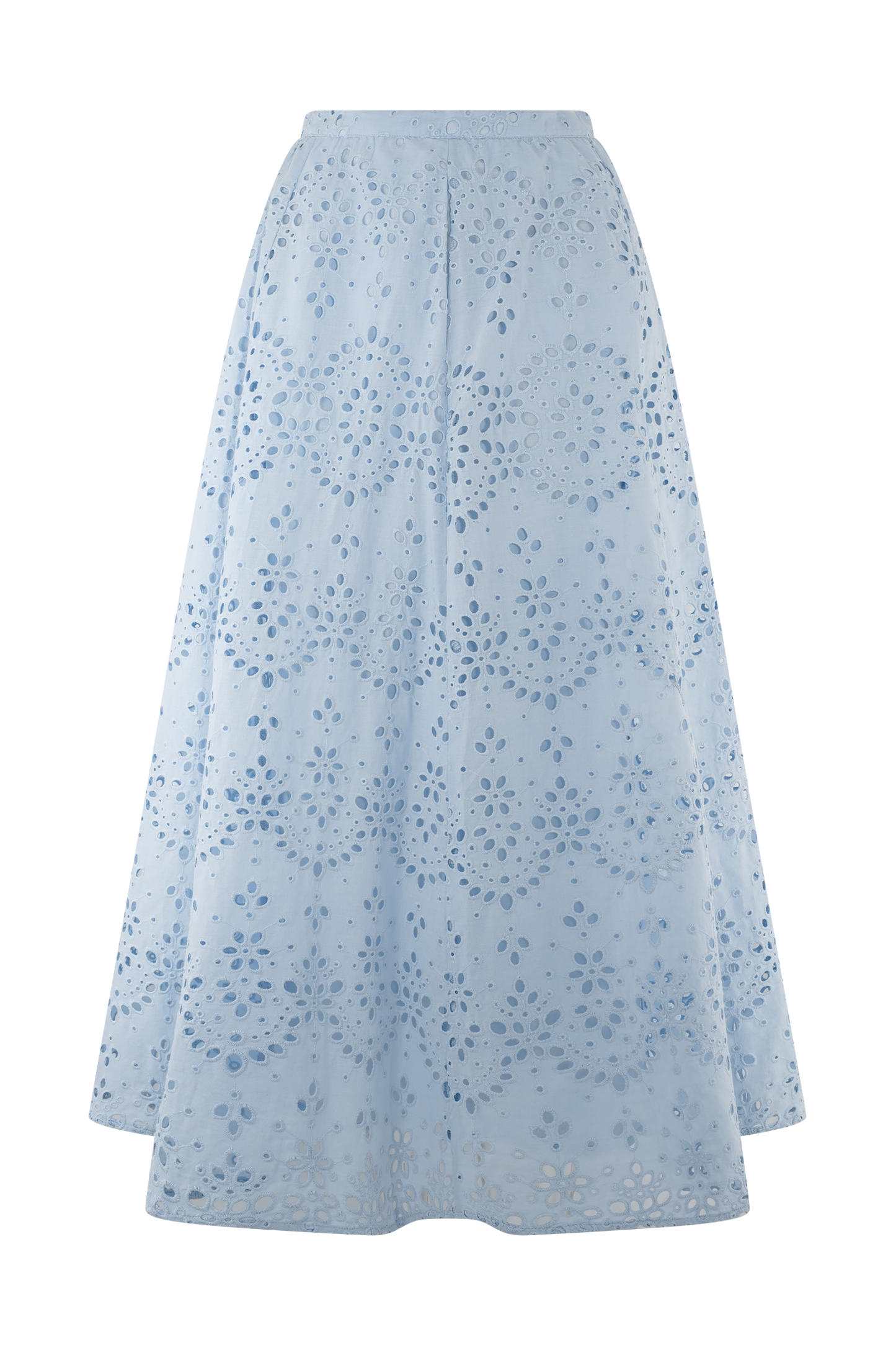 Jupe mi-longue brodée Arla - Bleu pâle de bleuet