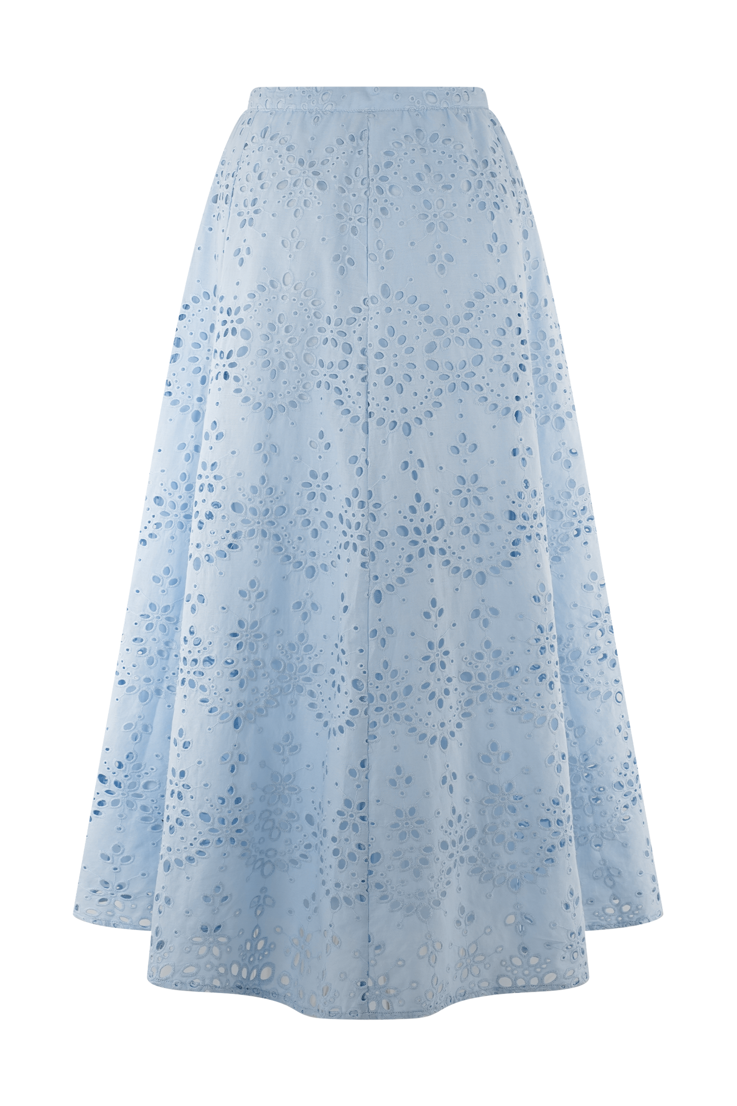 Jupe mi-longue brodée Arla - Bleu pâle de bleuet