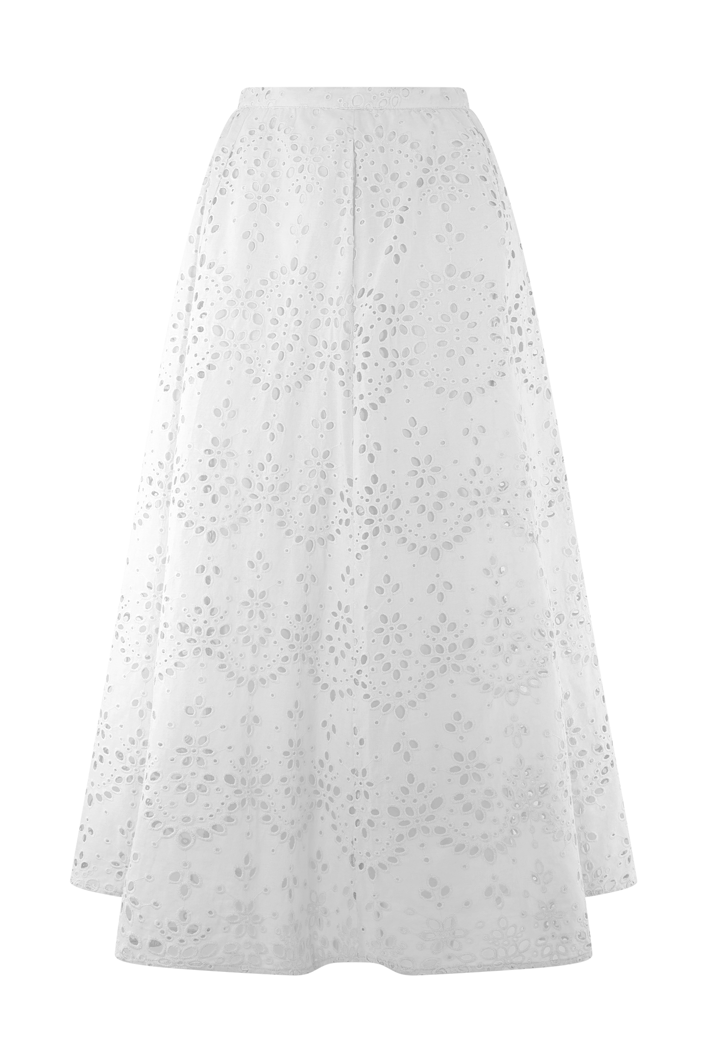 Jupe mi-longue brodée Arla - Blanche
