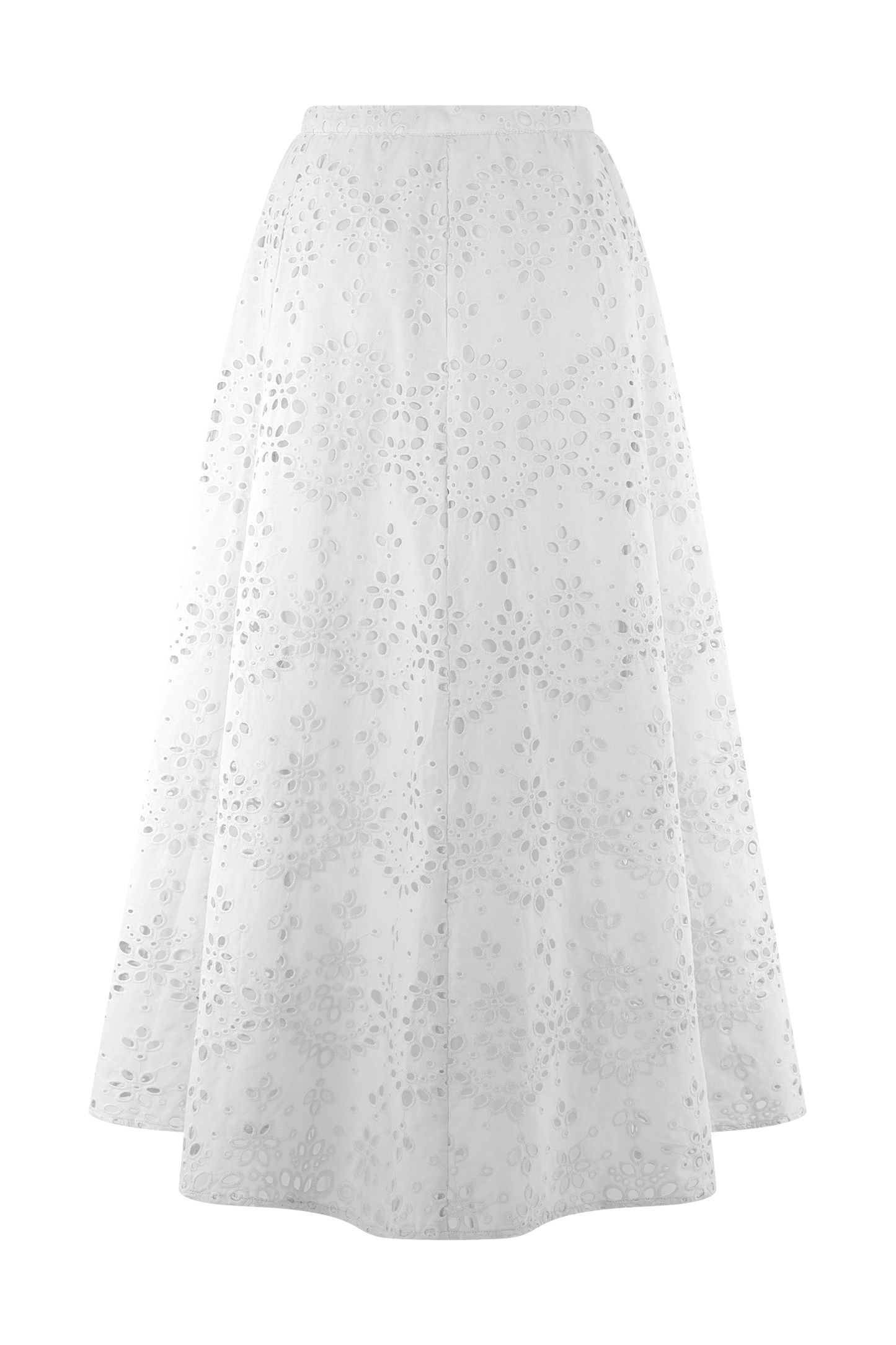 Jupe mi-longue brodée Arla - Blanche