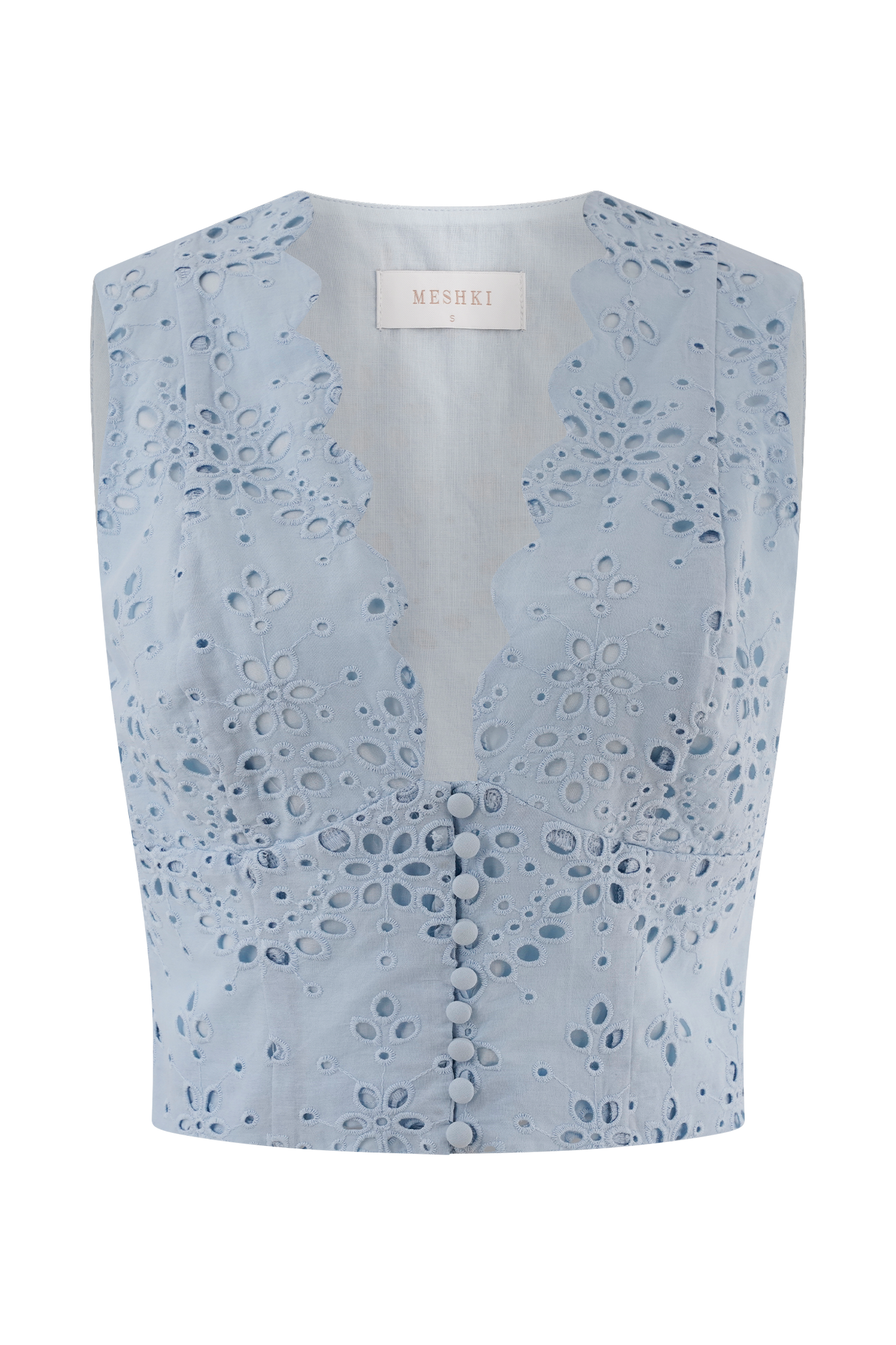 Top sans manches brodé Arla - Bleu pâle de bleuet