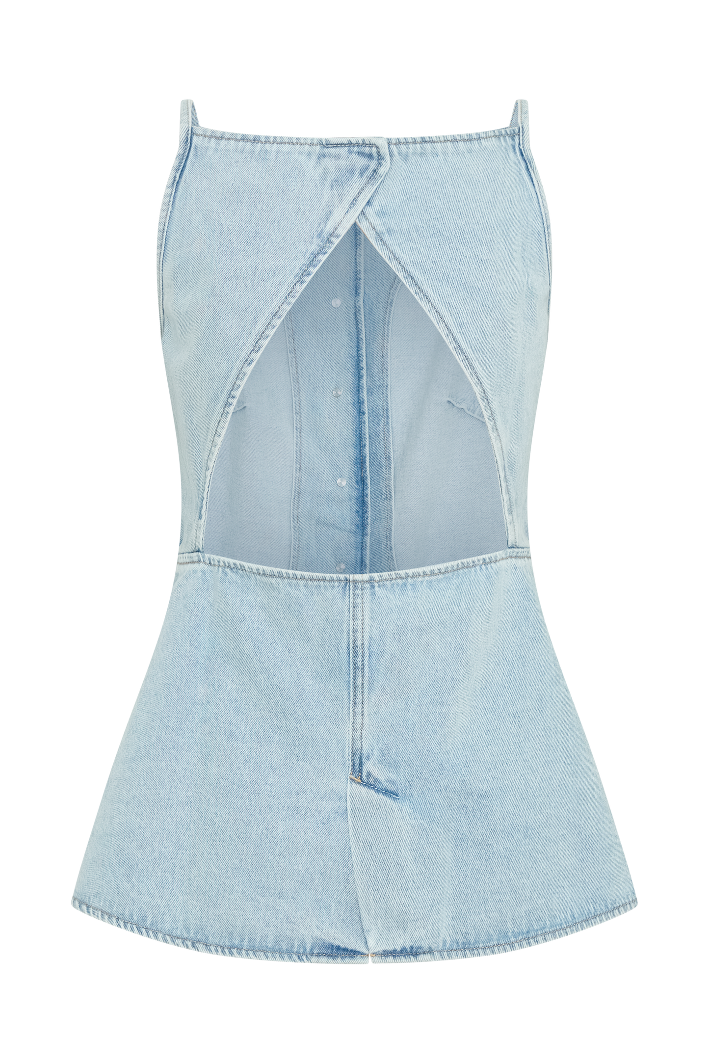 Haut en jean sans manches à boutons Ashton - Bleu clair
