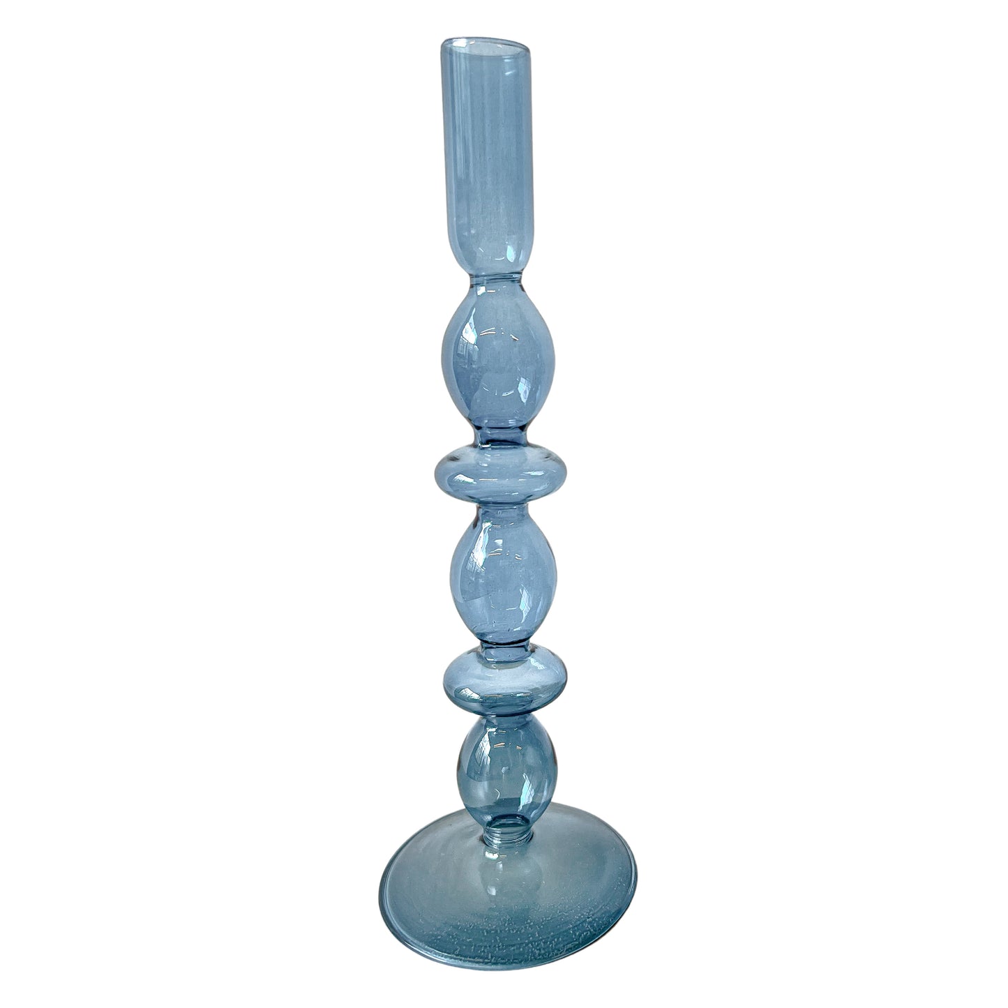 Bougeoir en verre bleu azur (lot de 2)