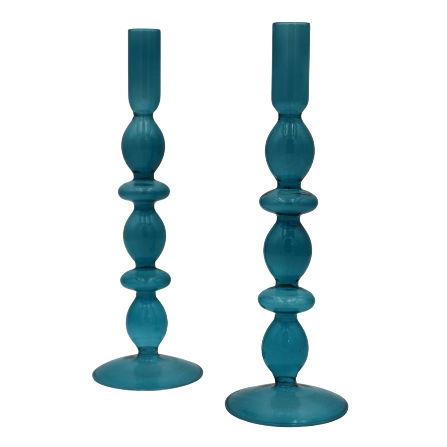 Bougeoir en verre bleu azur (lot de 2)