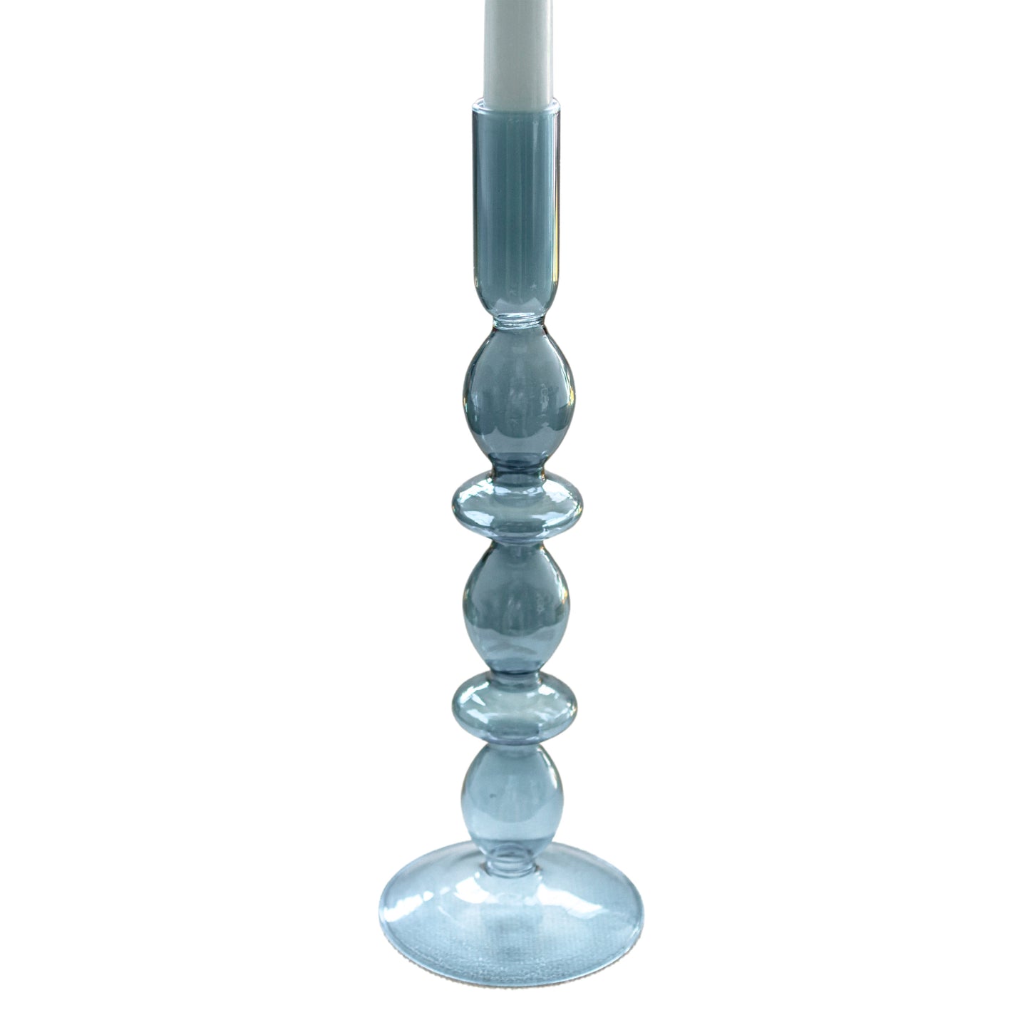 Bougeoir en verre bleu azur (lot de 2)