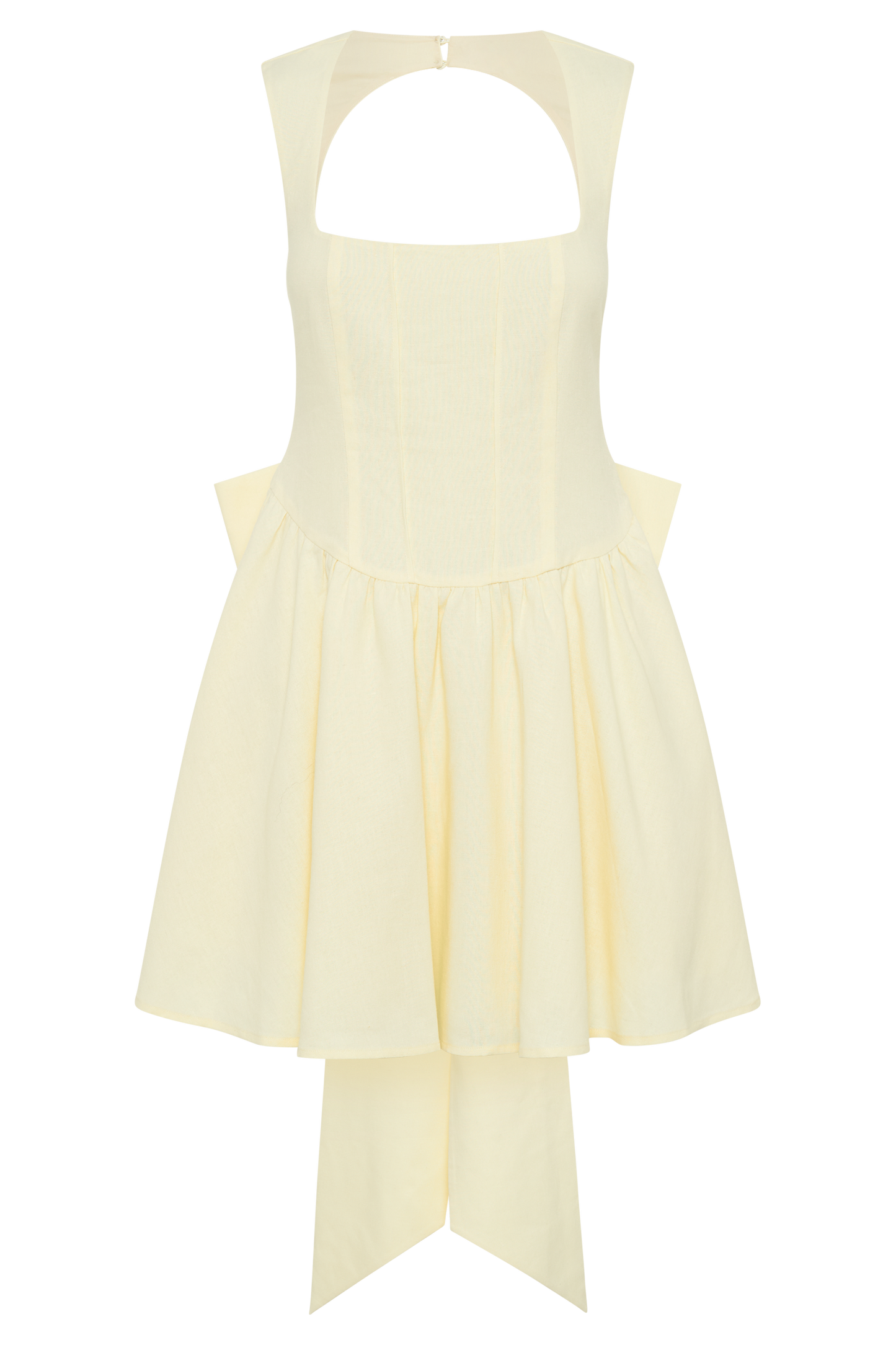 Mini-robe Marcella en lin avec nœud dans le dos - Sorbet citron