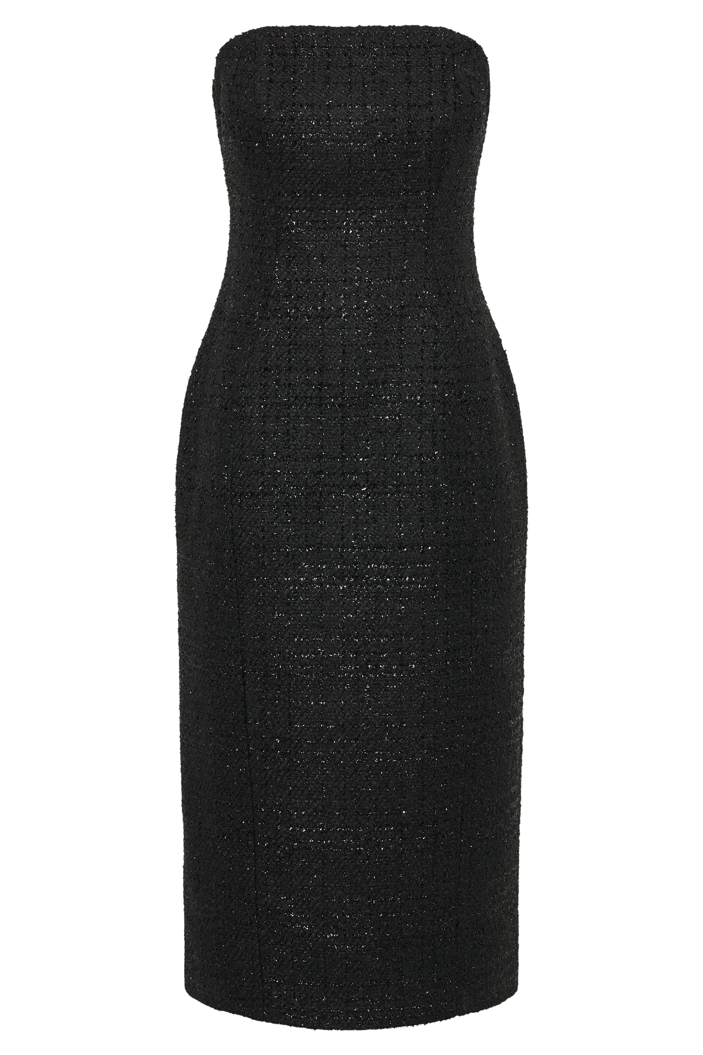 Robe midi sans bretelles en tweed Monet - Noir