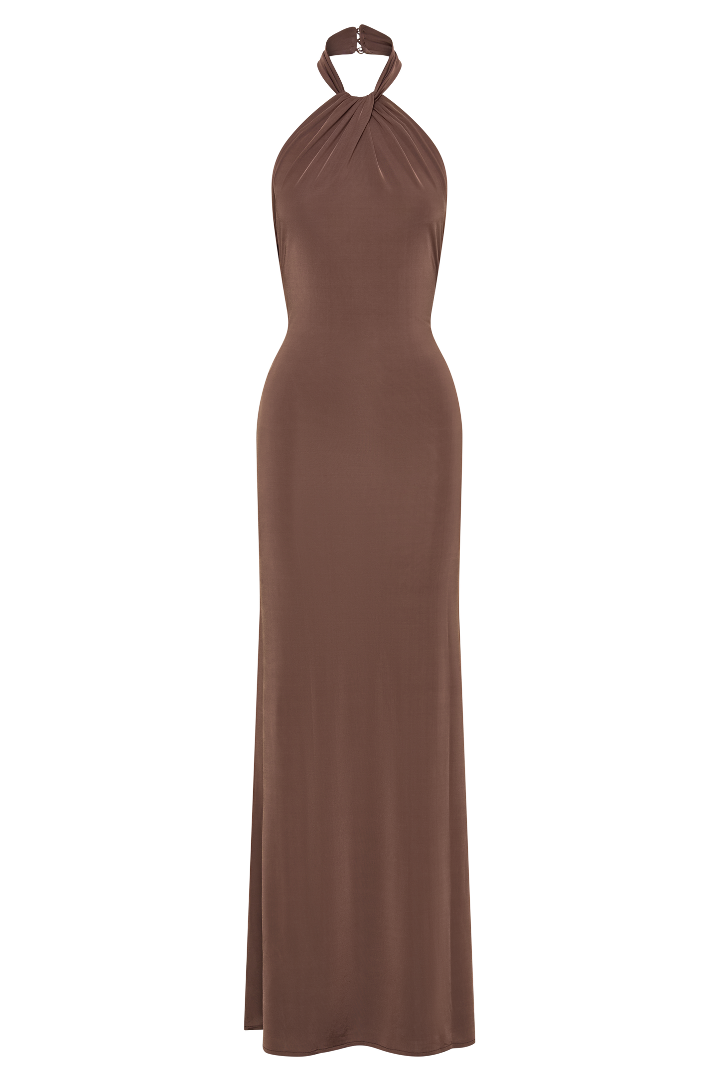 Robe Maxi Halter Élyna à Volants - Chocolat