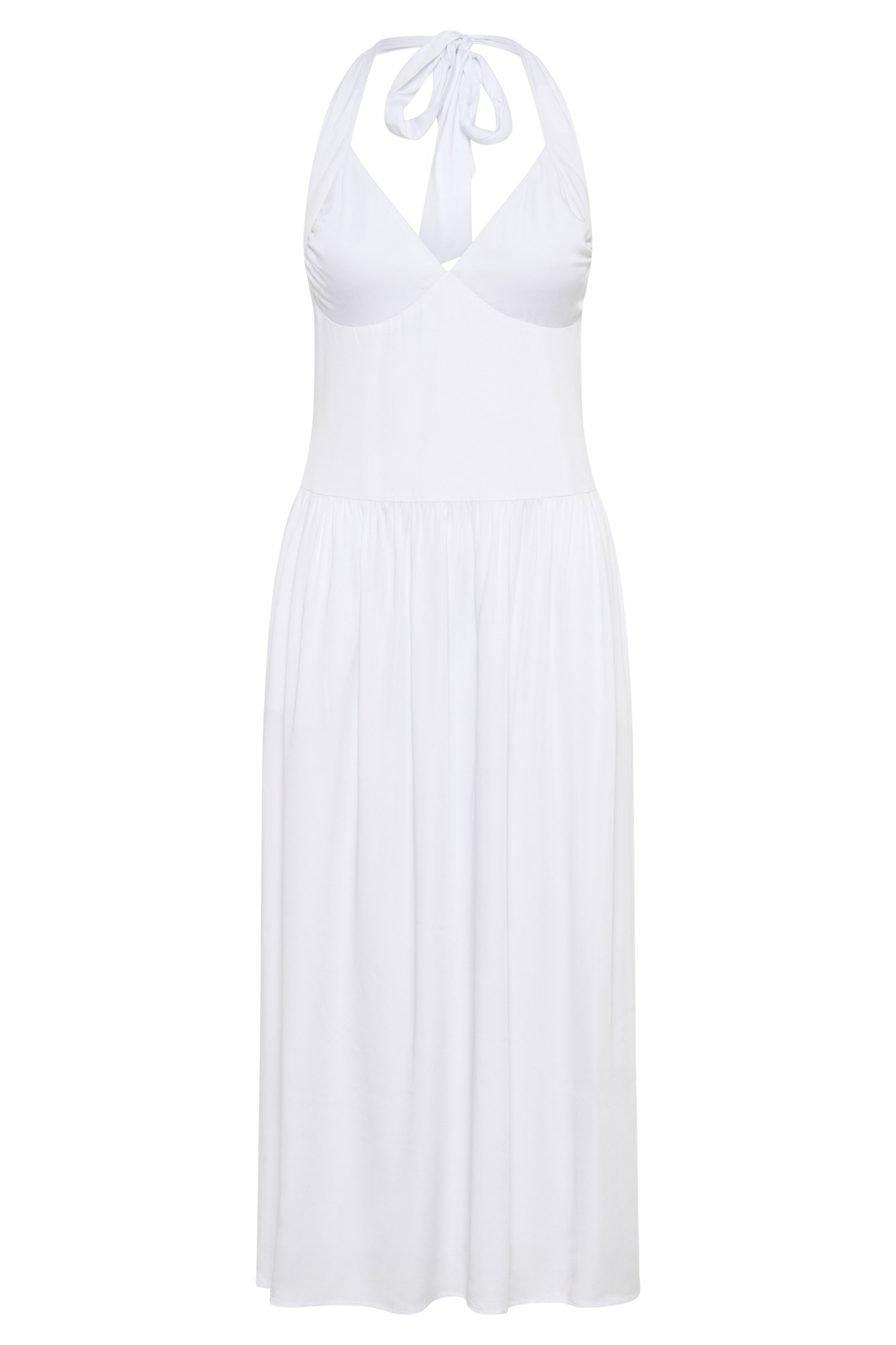 Robe midi à col montant Harriette - Blanc