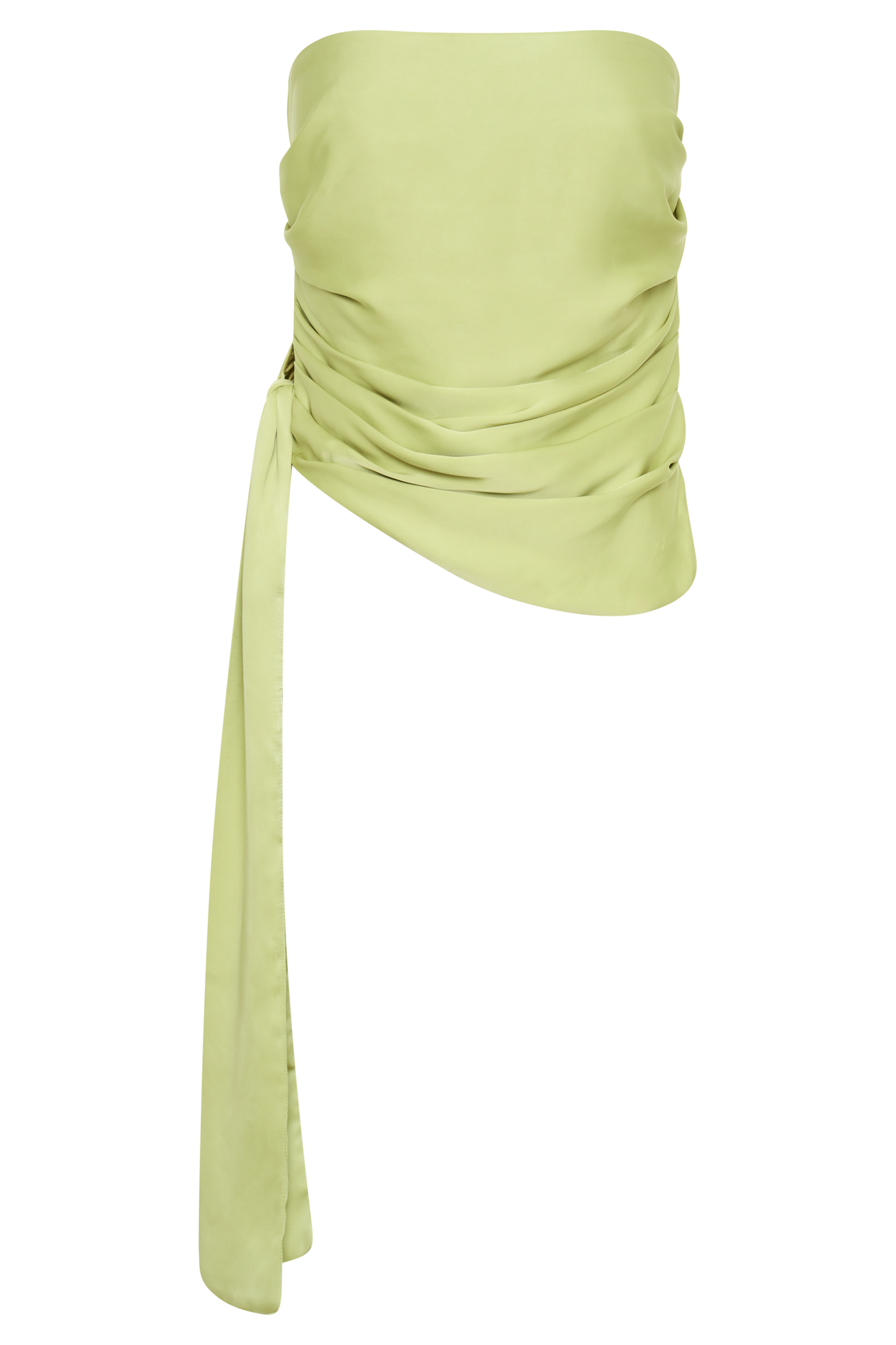 Top sans bretelles en satin à volants Allegra - Pomme